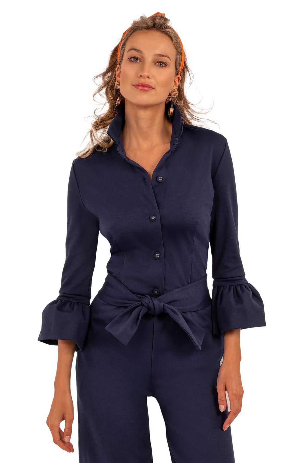 Ponte Priss Blouse - Uptown Girl Navy