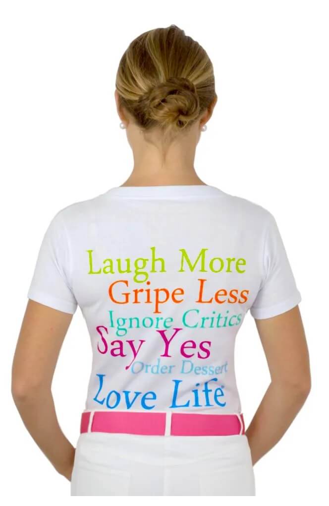 "Laugh More" Short Sleeve Cotton Tee Multi