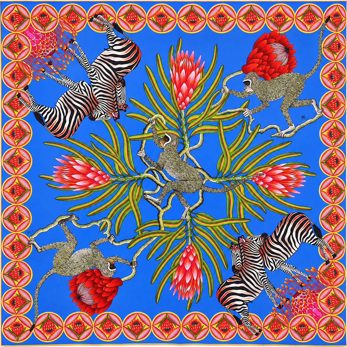Bellezza - Silk Scarf: Safari Zebra Blues