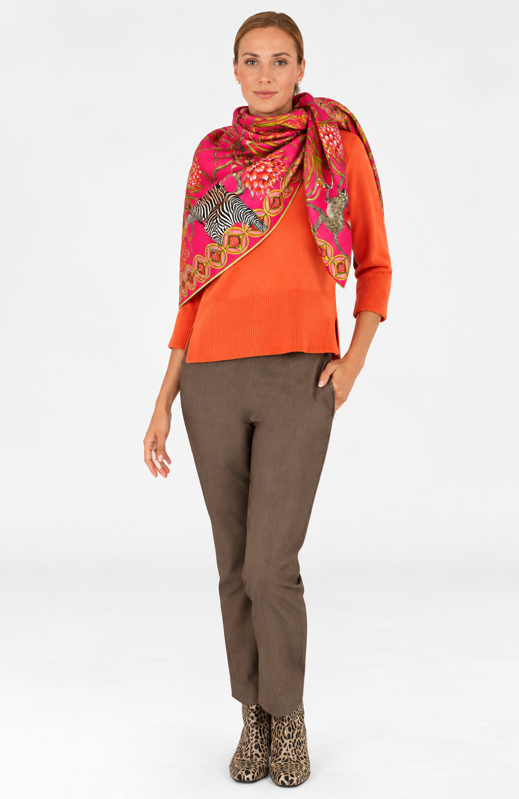 Bellezza - Silk Scarf: Safari Zebra Fuchsia
