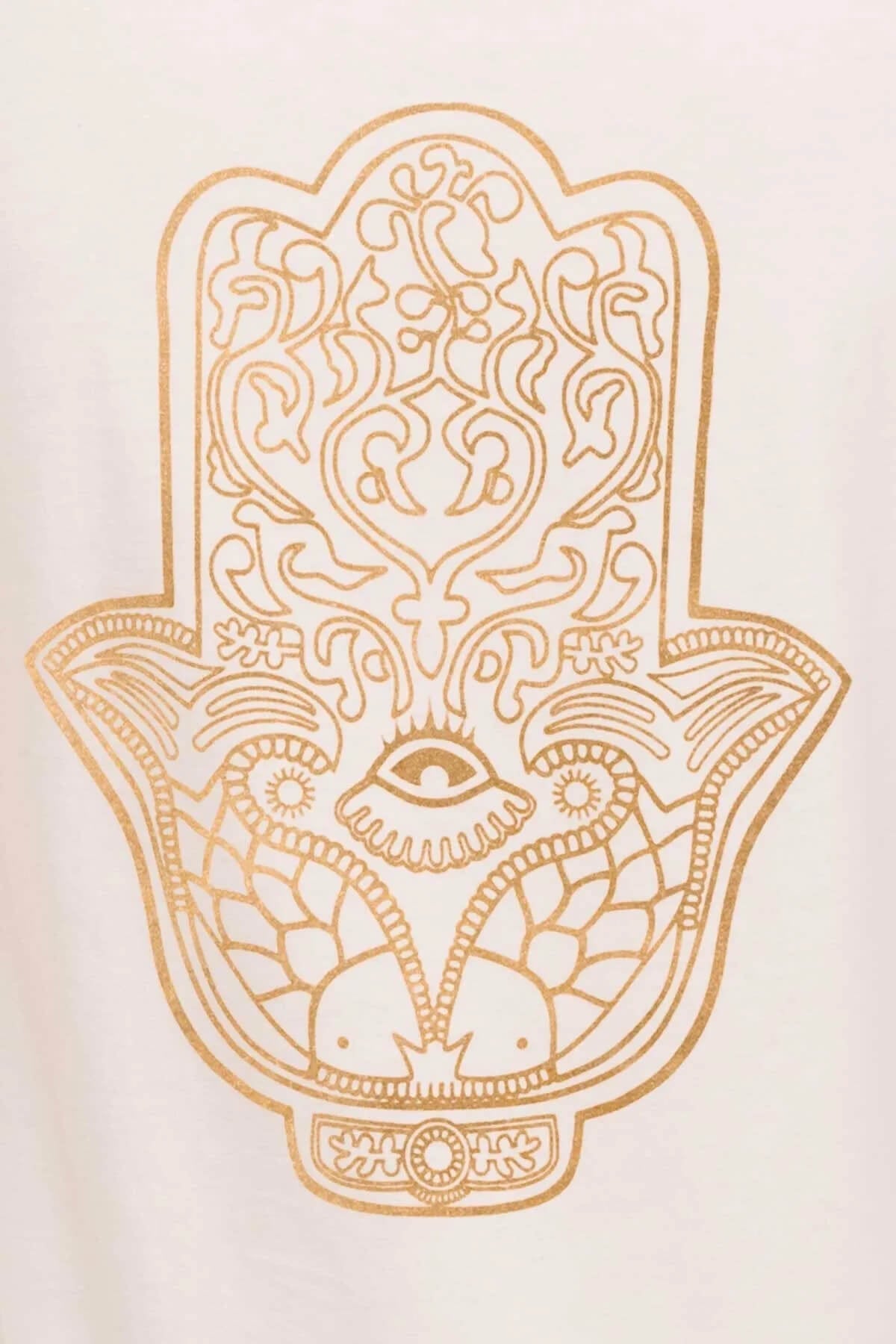 Zen Lane Hamsa Cotton Short Sleeve Tee Shirt with Gift Box Hamsa