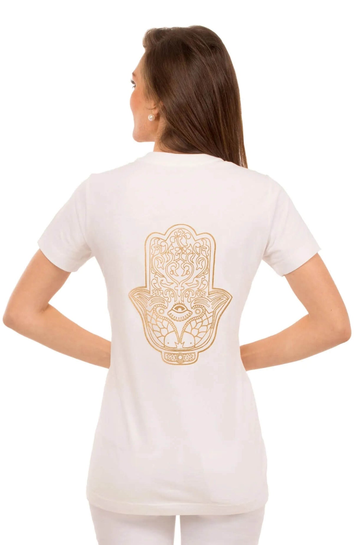 Zen Lane Hamsa Cotton Short Sleeve Tee Shirt with Gift Box Hamsa