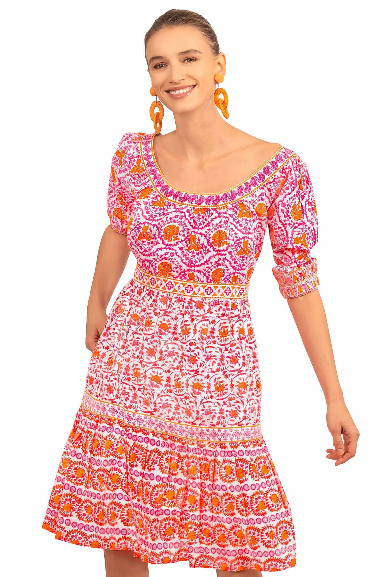 Cotton All Dolled Up Dress - East India Pink Orange