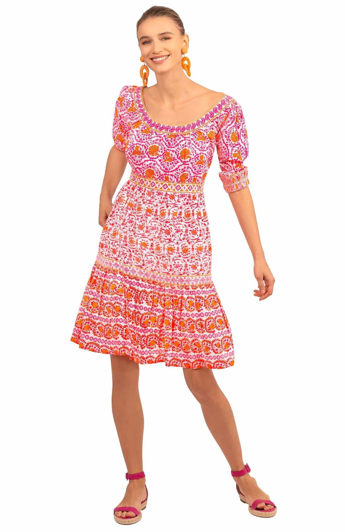 Cotton All Dolled Up Dress - East India Pink Orange