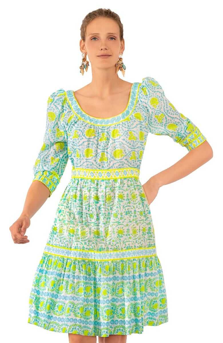 Cotton All Dolled Up Dress - East India Turq Lime