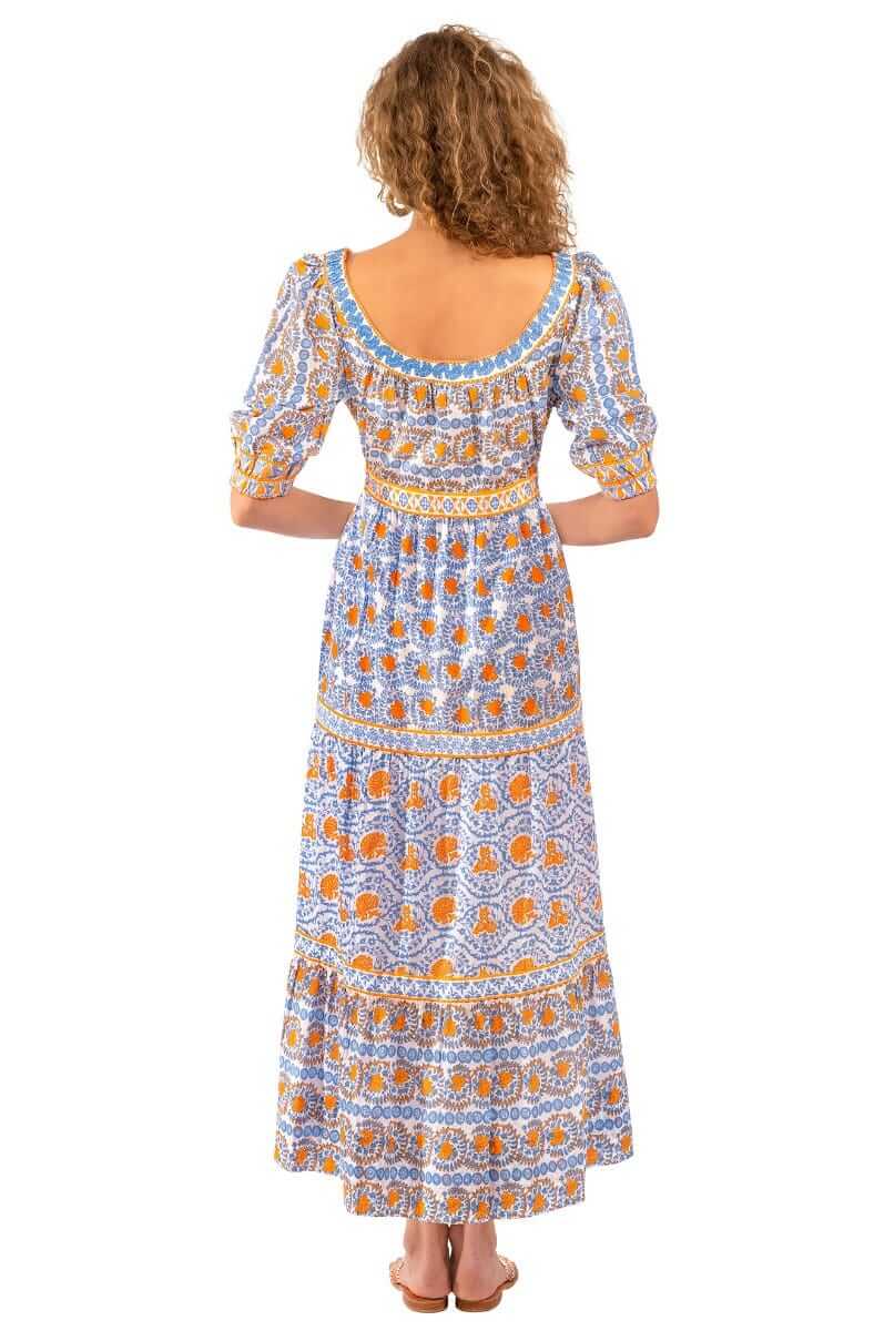 Cotton All Dolled Up Dress Midi Maxi - East India Periwink Orange