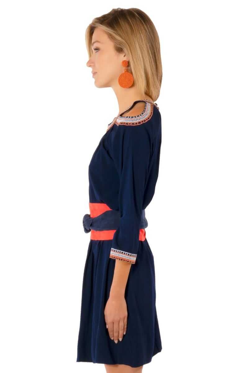 Aphrodite Cold Shoulder Dress - Final Sale Navy Orange