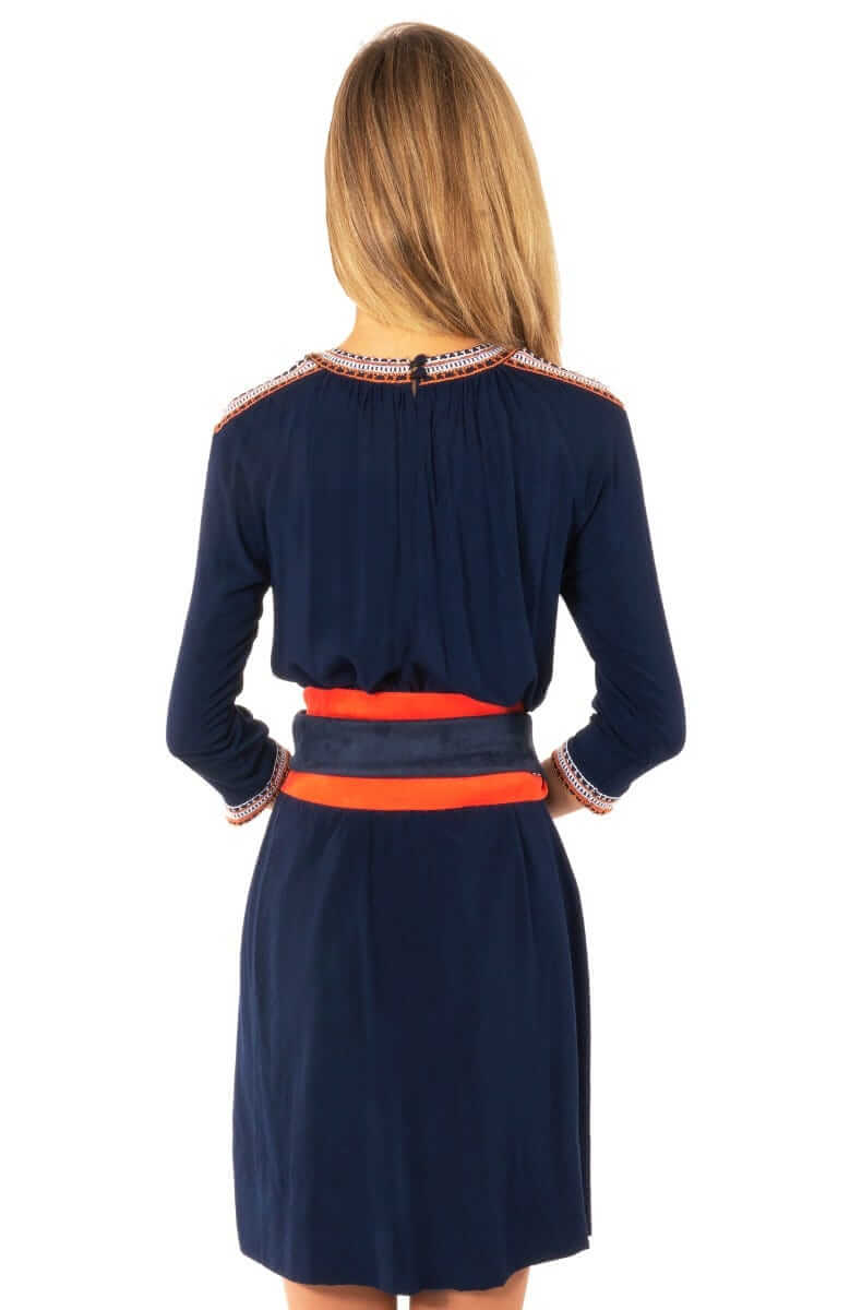 Aphrodite Cold Shoulder Dress - Final Sale Navy Orange