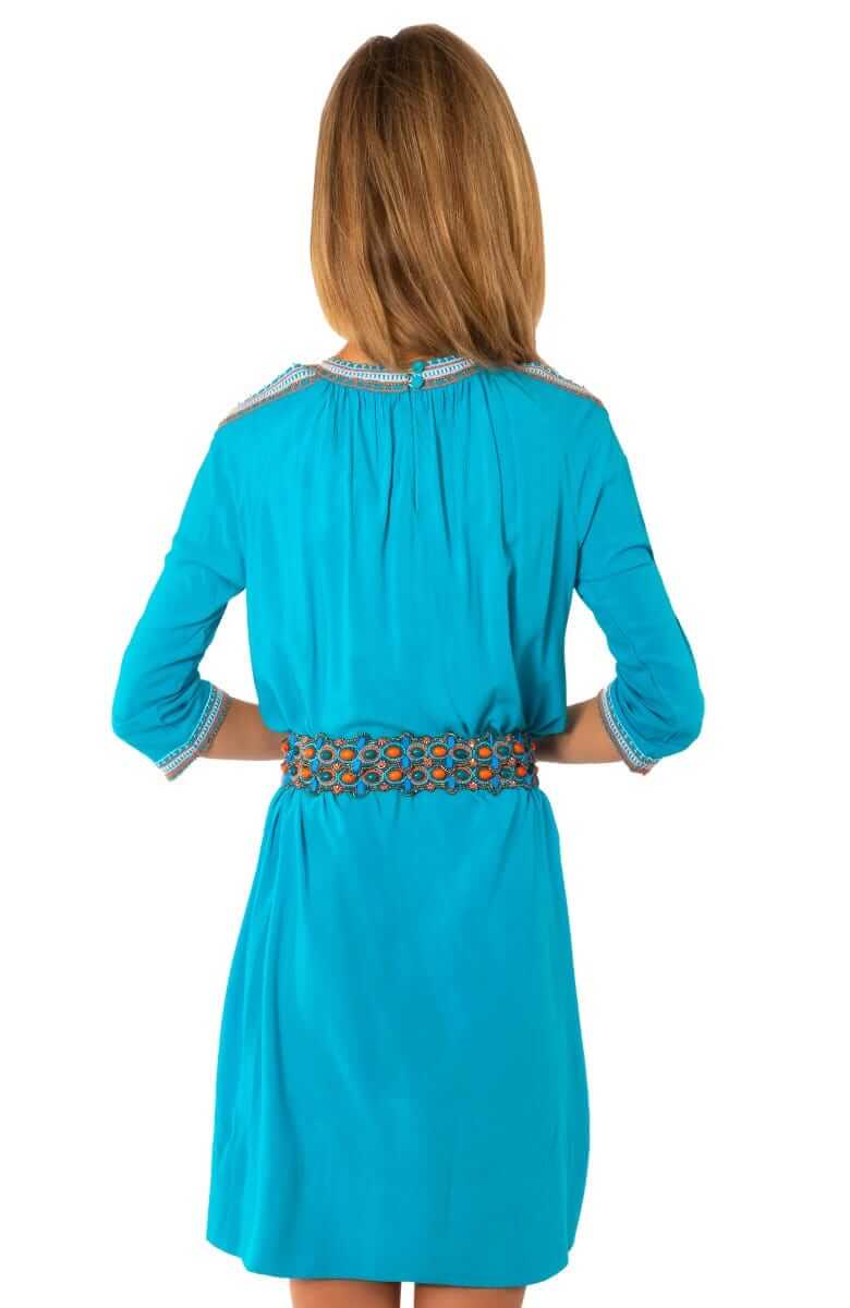 Aphrodite Cold Shoulder Dress - Final Sale Turquoise