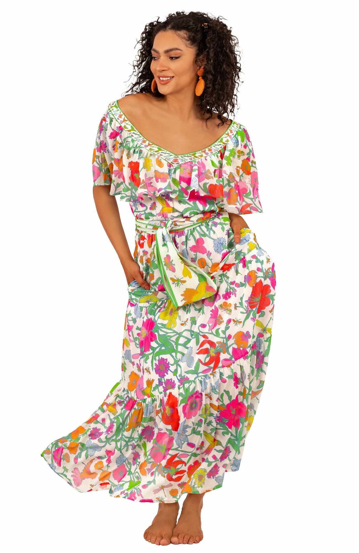 Arles Midi/Maxi Dress - Birds &amp; Bees - Final Sale Brights