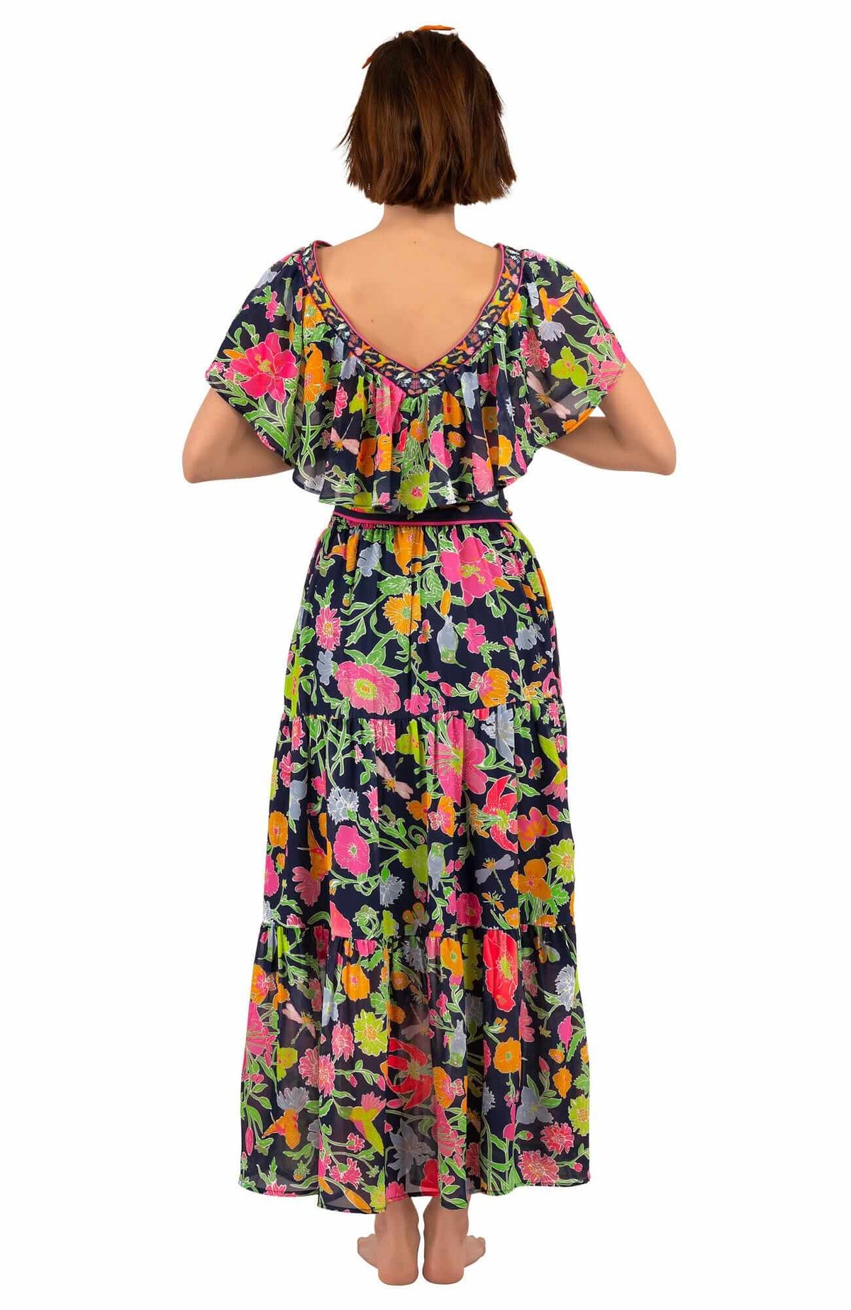 Arles Midi/Maxi Dress - Birds &amp; Bees - Final Sale Navy Brights