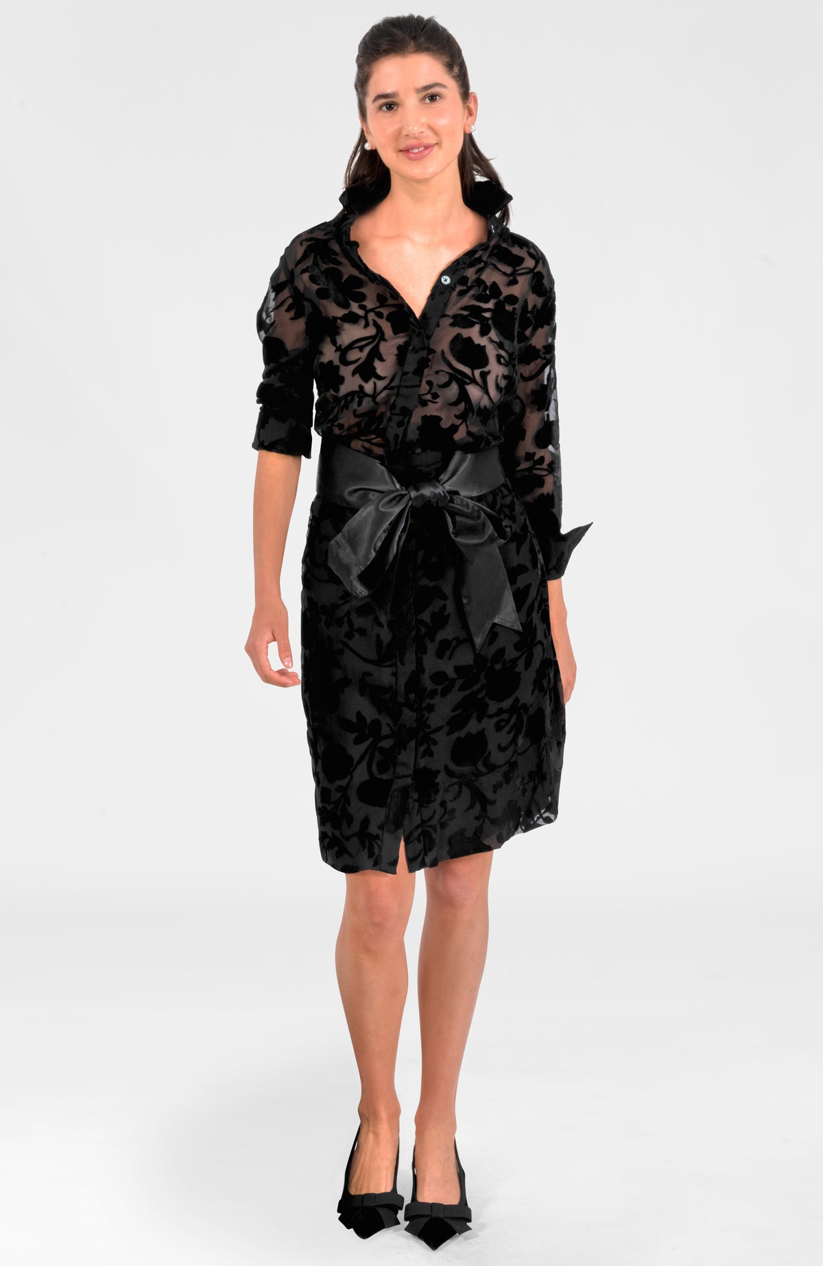 Floral Breezy Dress - Floral Burnout Black