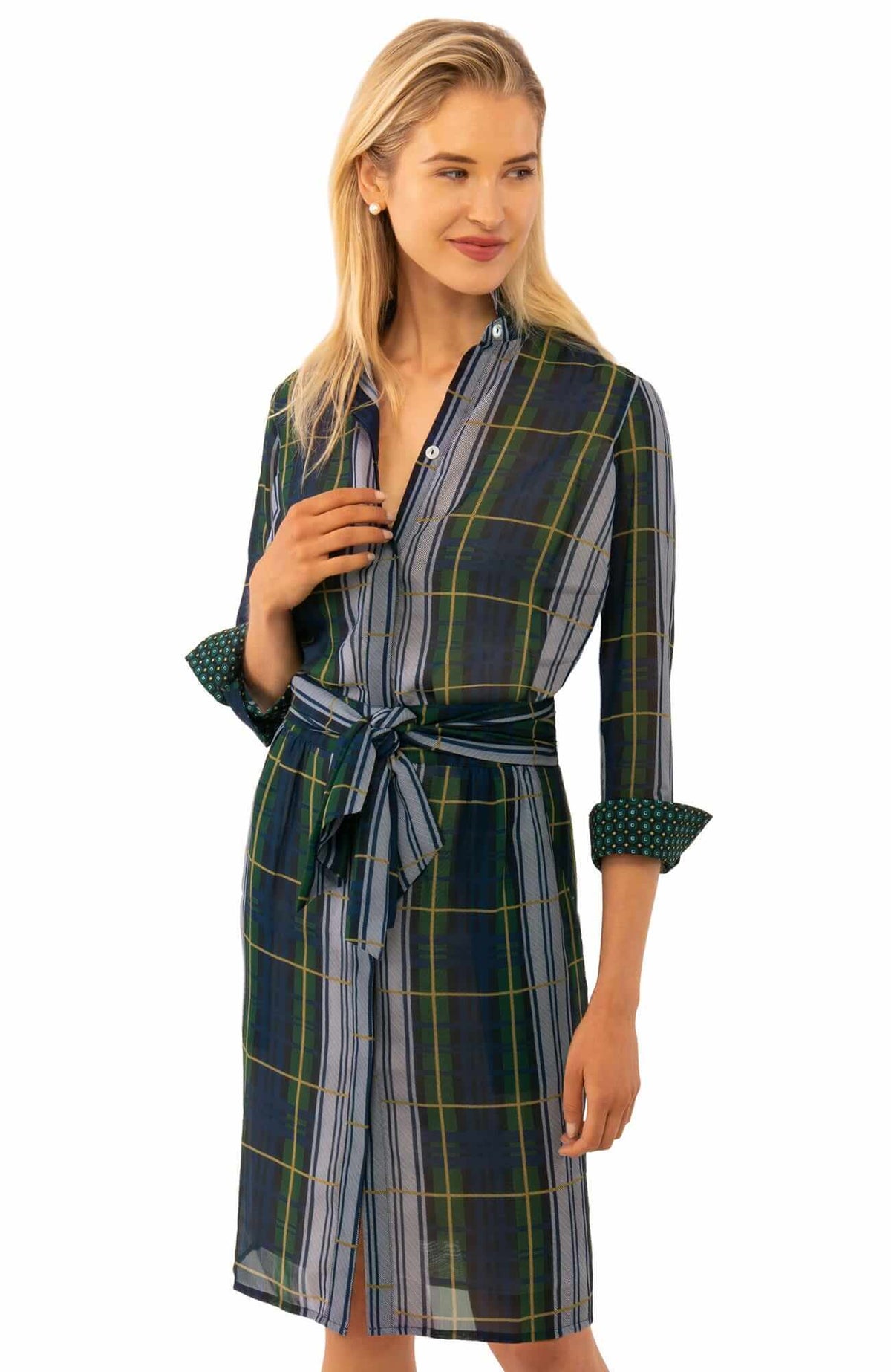 Breezy Blouson Dress Campbell Plaid - Final Sale Green