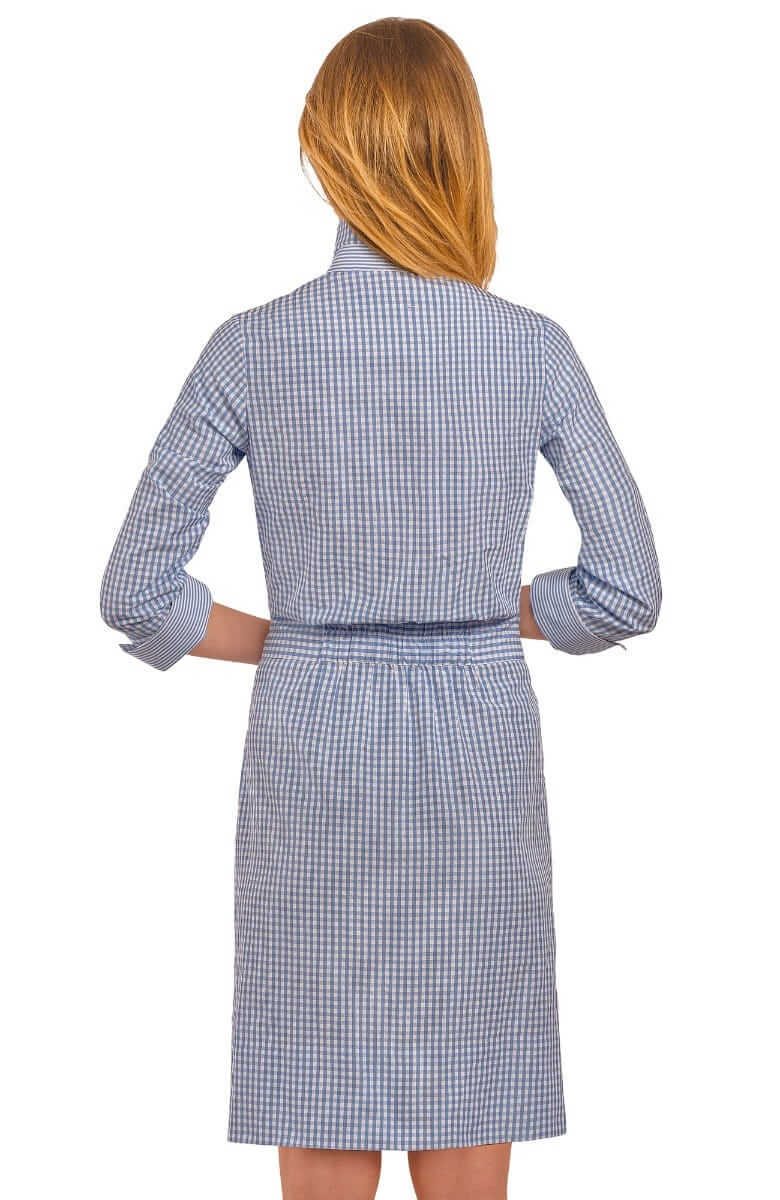 Breezy Blouson Dress - Gingham Blues