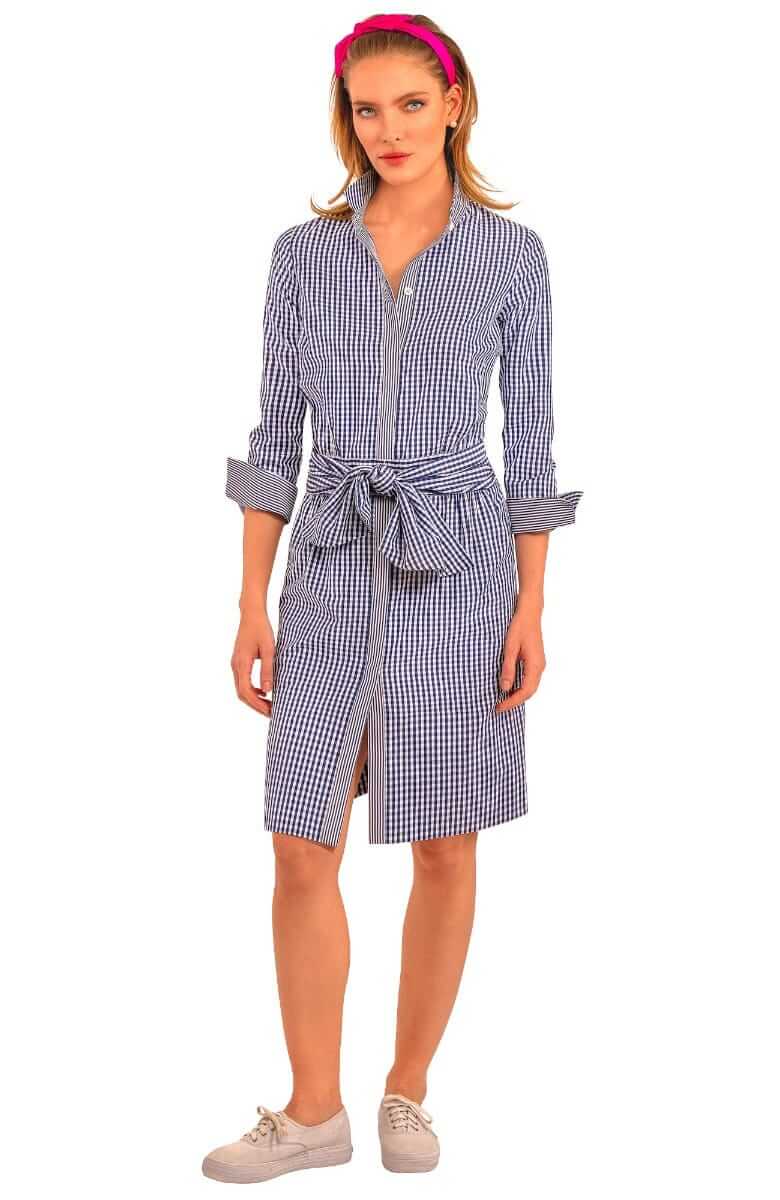 Breezy Blouson Dress - Gingham Navy