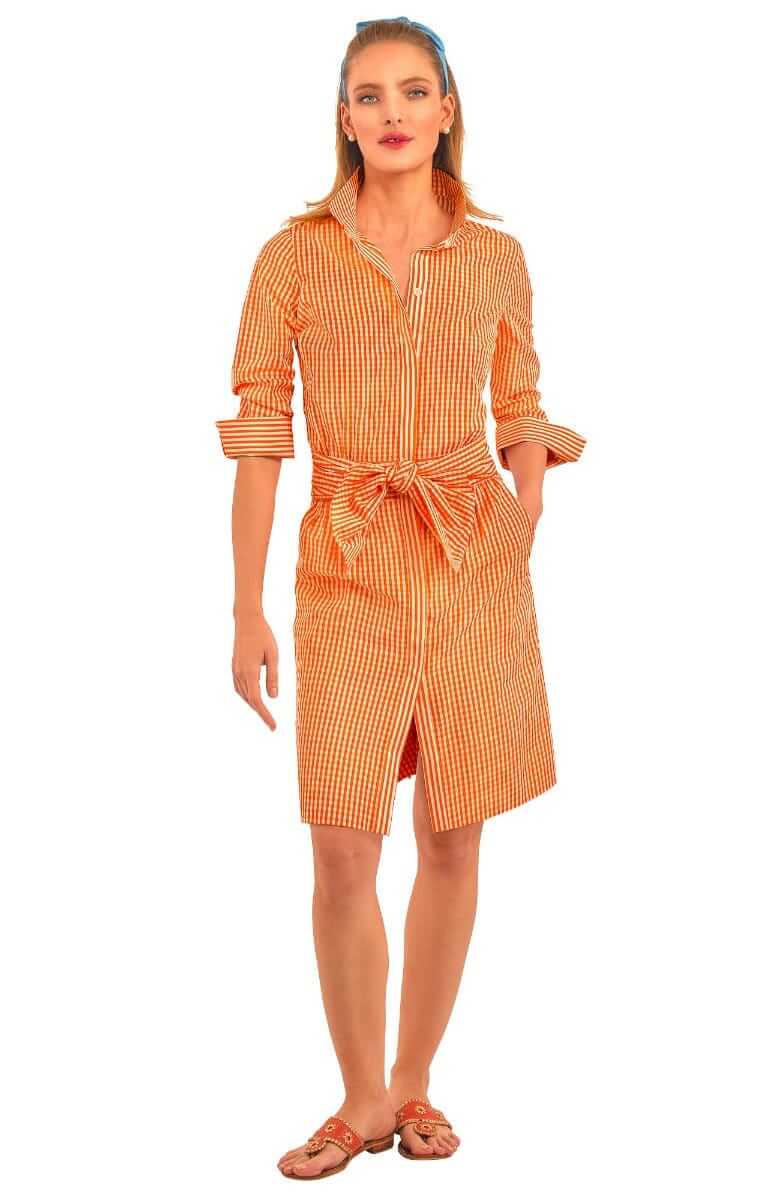 Breezy Blouson Dress - Gingham Orange