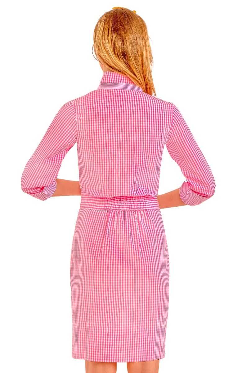 Breezy Blouson Dress - Gingham Pink