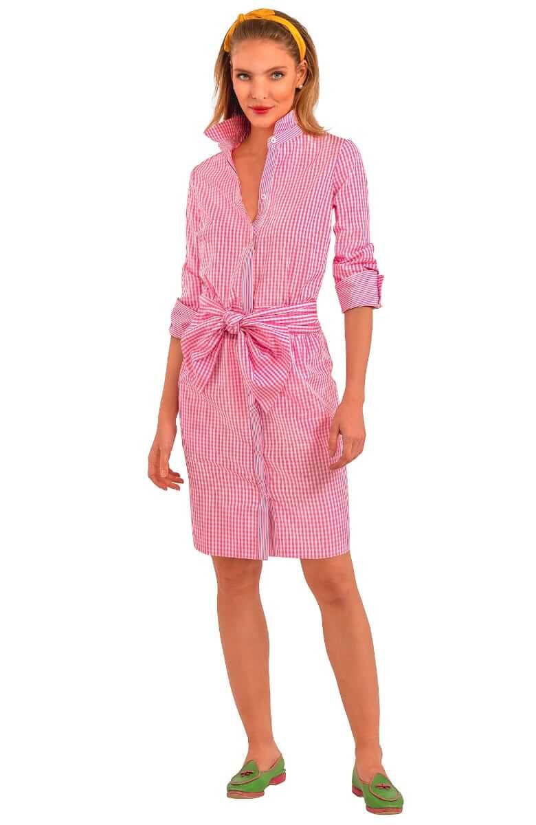 Breezy Blouson Dress - Gingham Pink