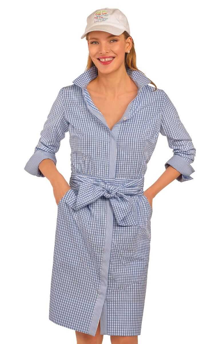 Breezy Blouson Dress - Gingham Blues