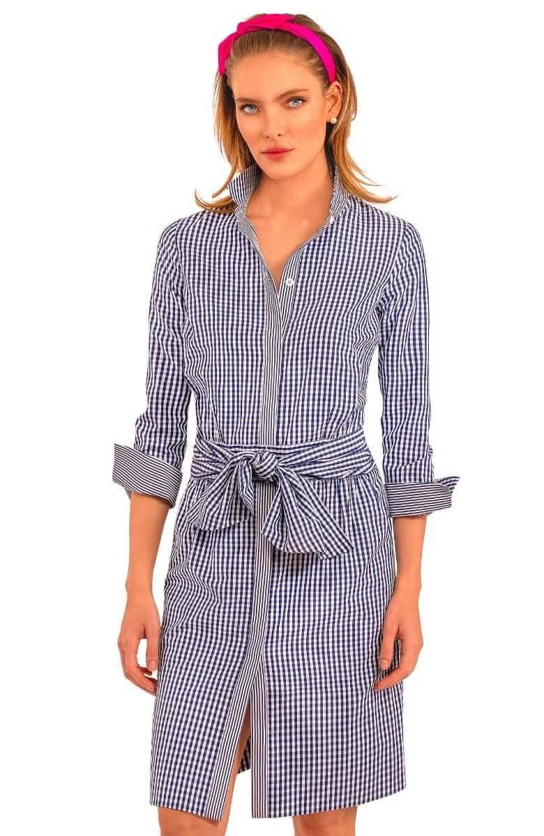 Breezy Blouson Dress - Gingham Navy