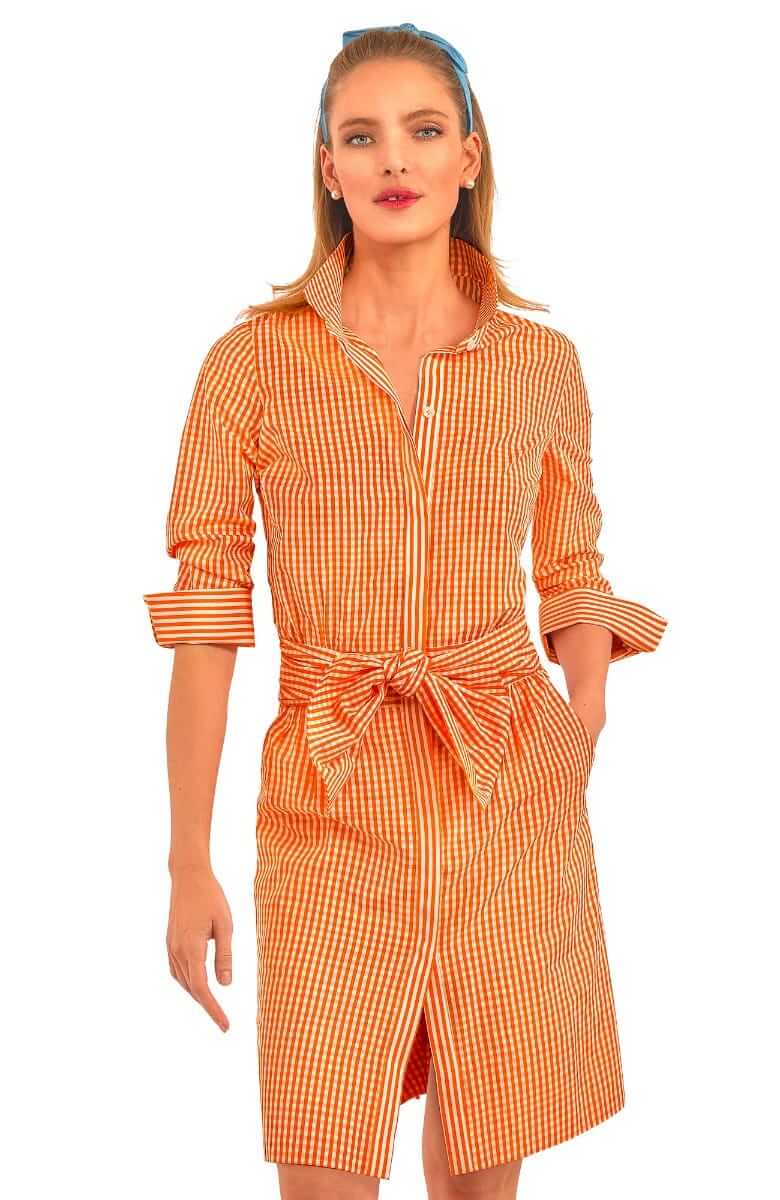 Breezy Blouson Dress - Gingham Orange