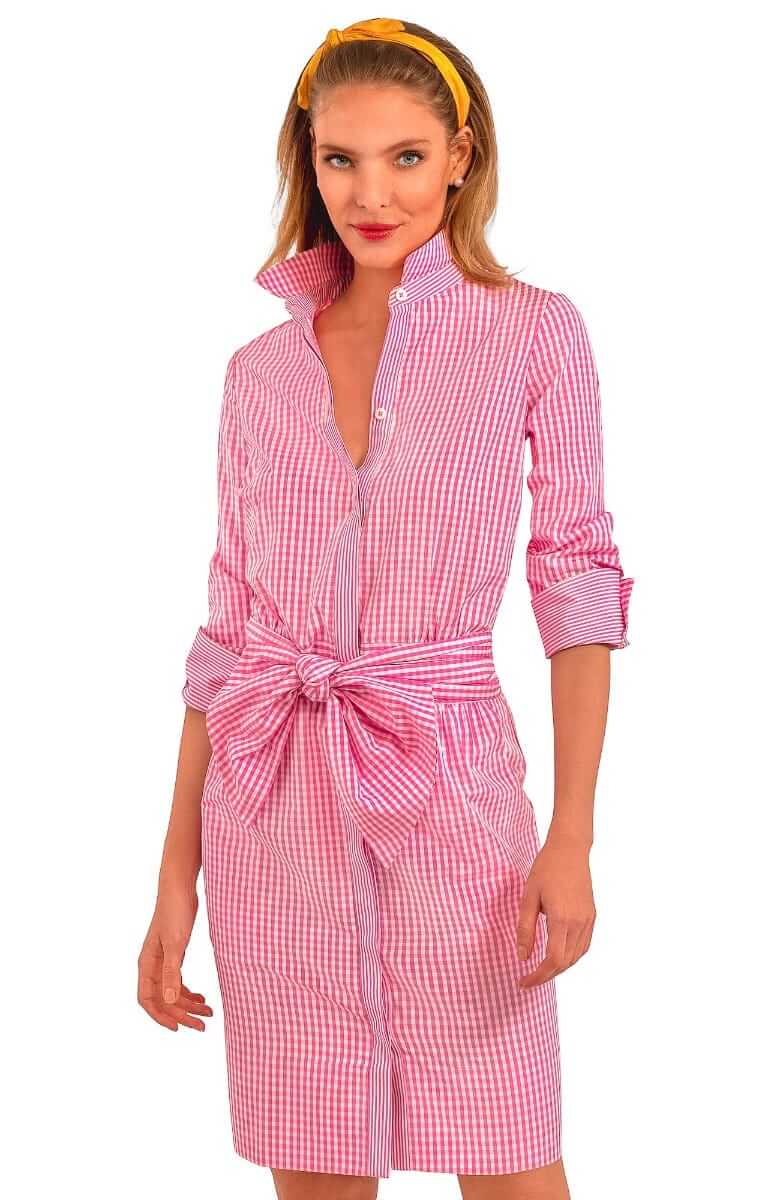 Breezy Blouson Dress - Gingham Pink