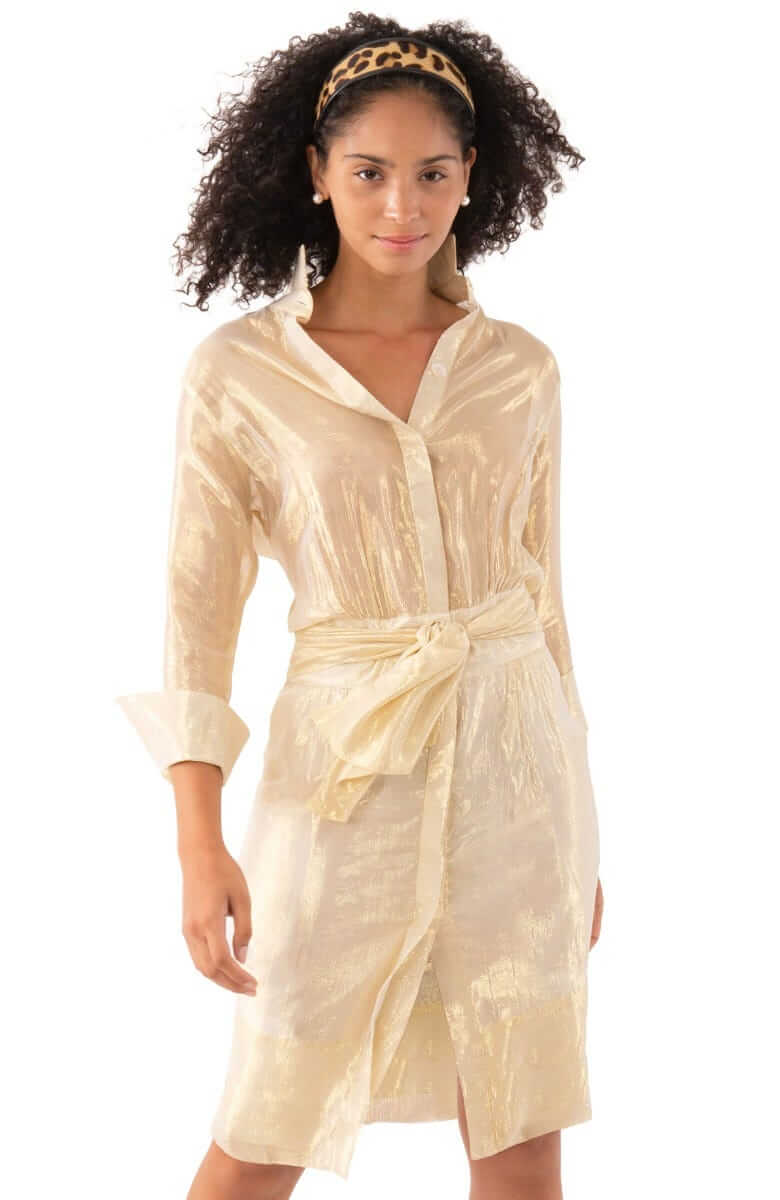 Breezy Blouson Dress - Glinda Lurex - Final Sale Gold