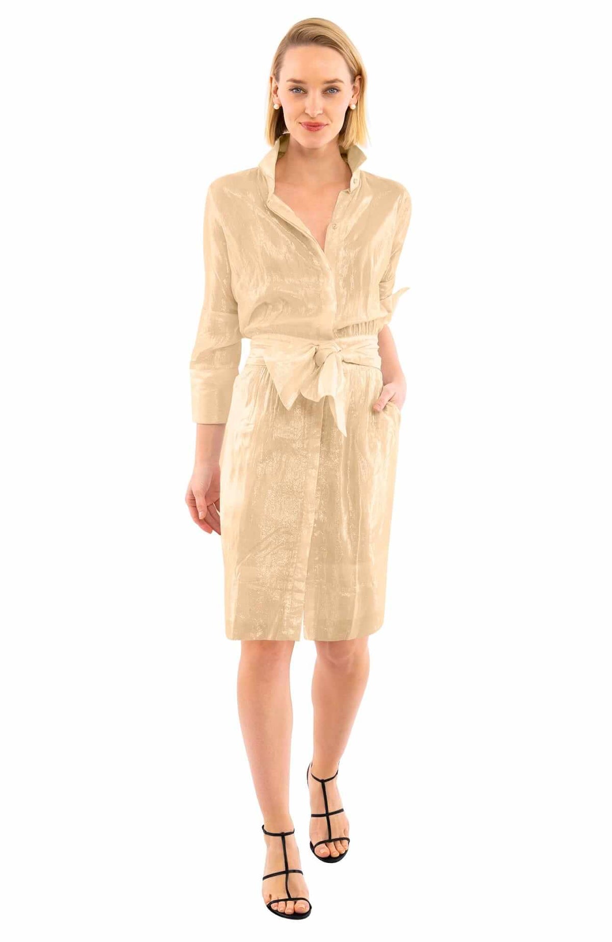 Breezy Blouson Dress - Glinda Lurex - Final Sale Gold