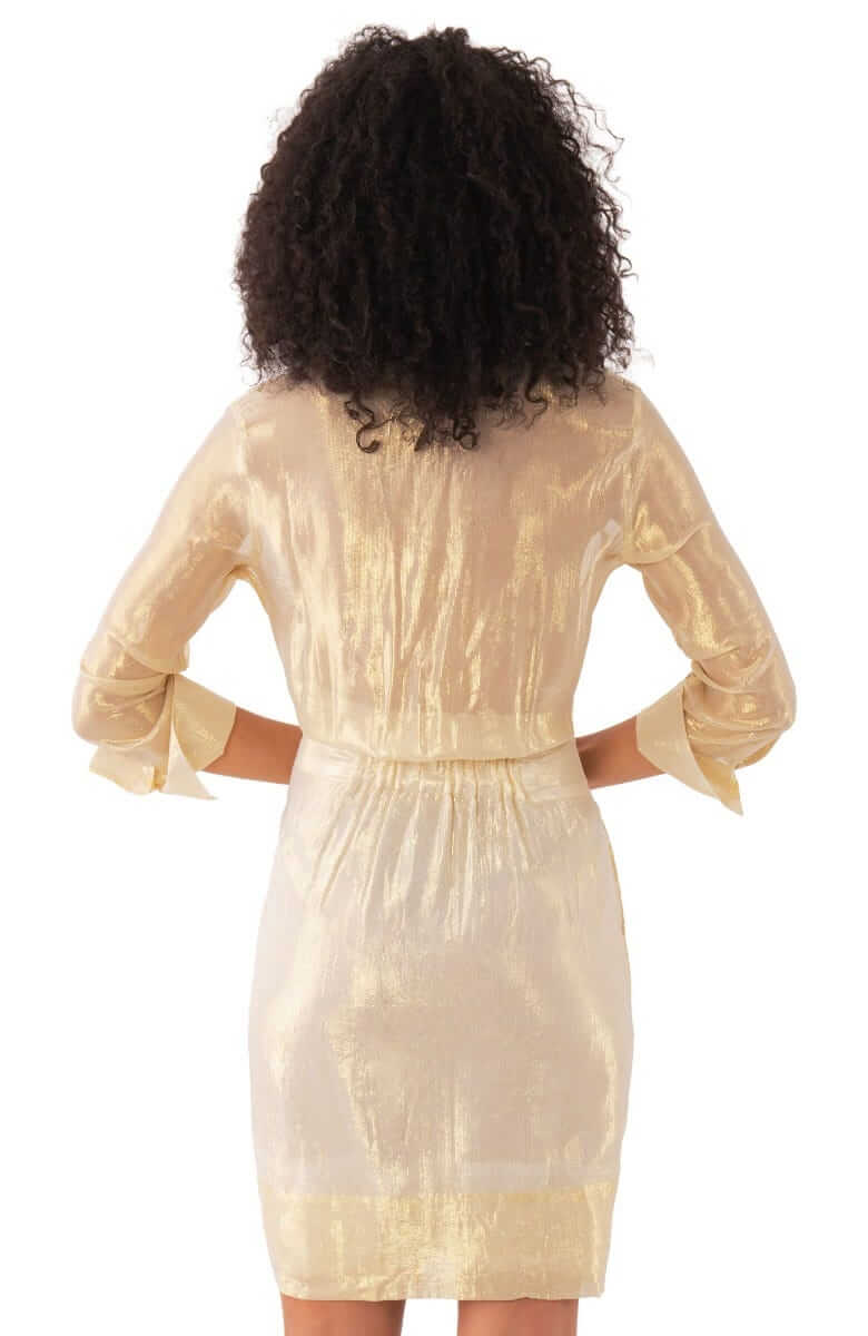 Breezy Blouson Dress - Glinda Lurex - Final Sale Gold