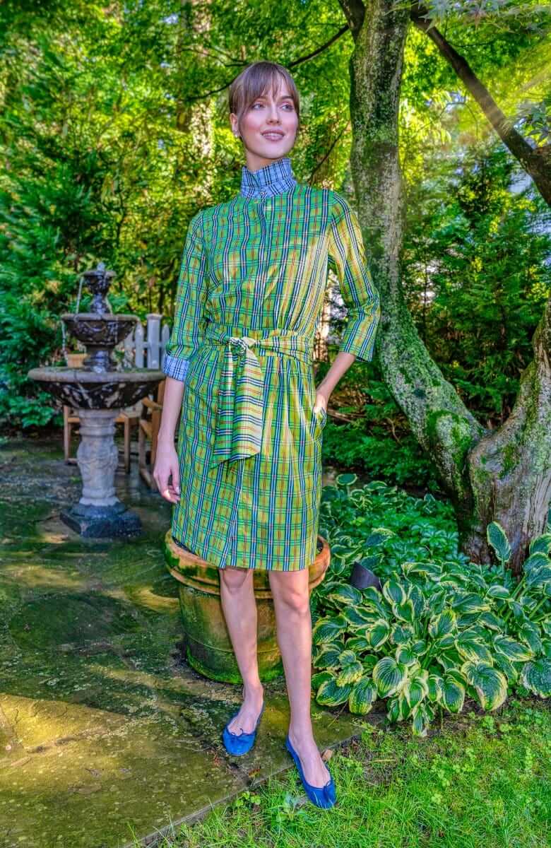 Breezy Blouson Dress - Sunshine Plaid - Final Sale Green