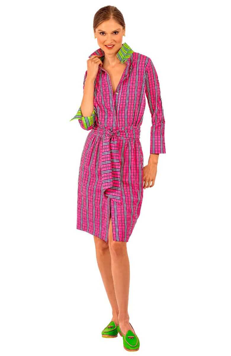 Breezy Blouson Dress - Sunshine Plaid - Final Sale Pink