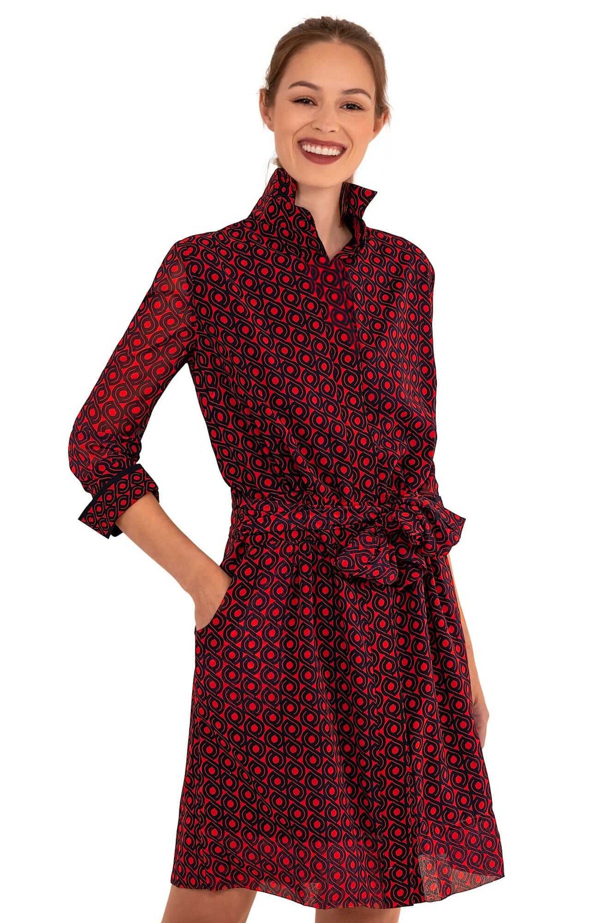 Breezy Blouson Dress - Twizzler - Final Sale Navy Red