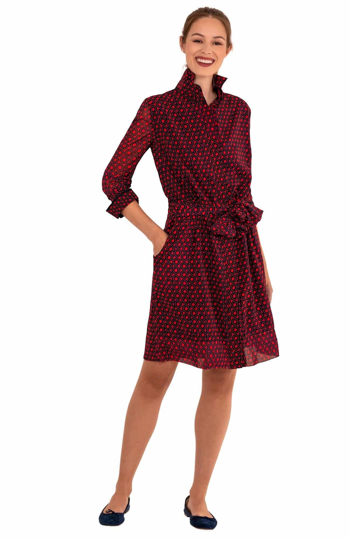 Breezy Blouson Dress - Twizzler - Final Sale Navy Red