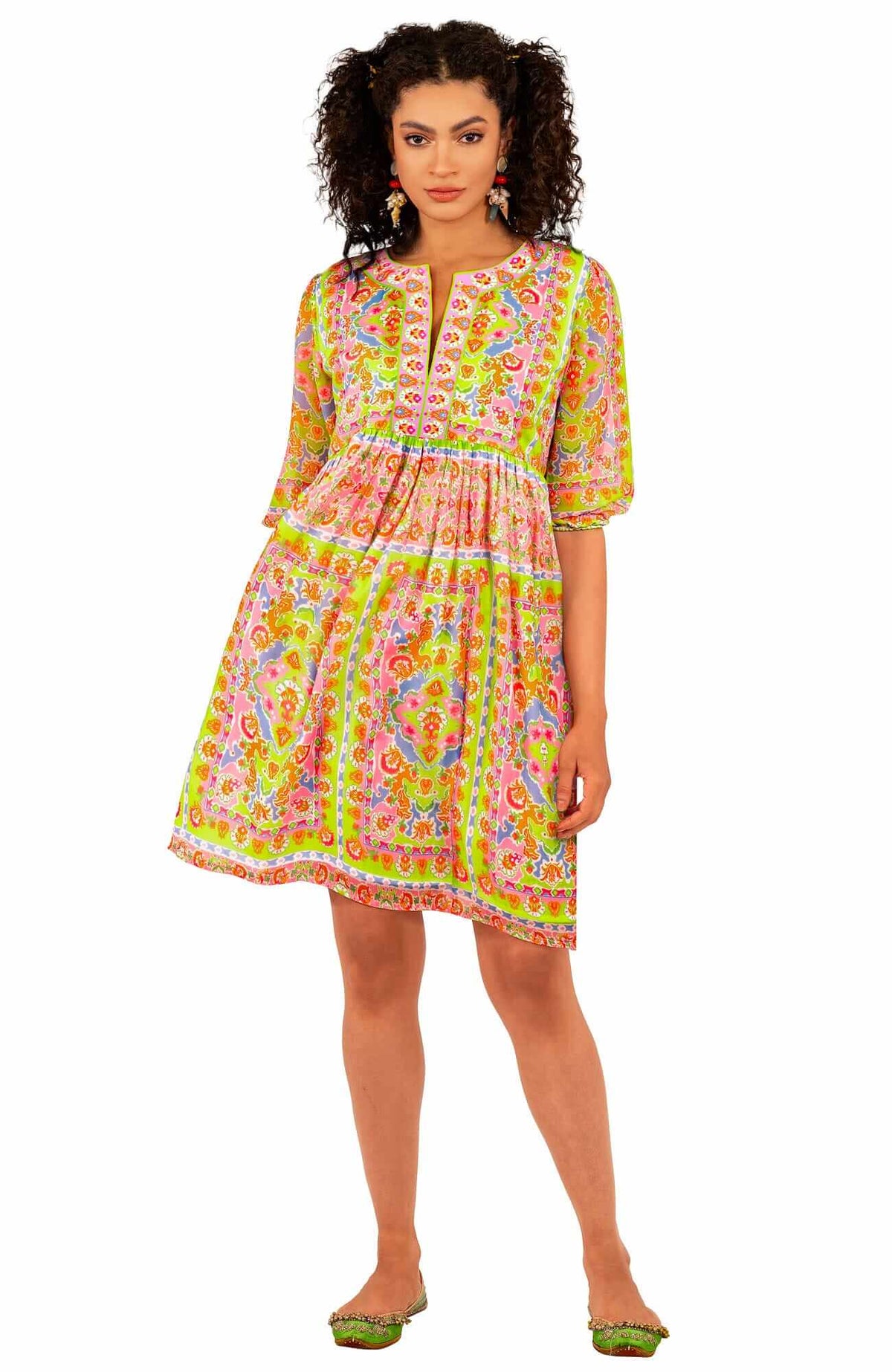 Borderline Dress - Watteau Lime Pink