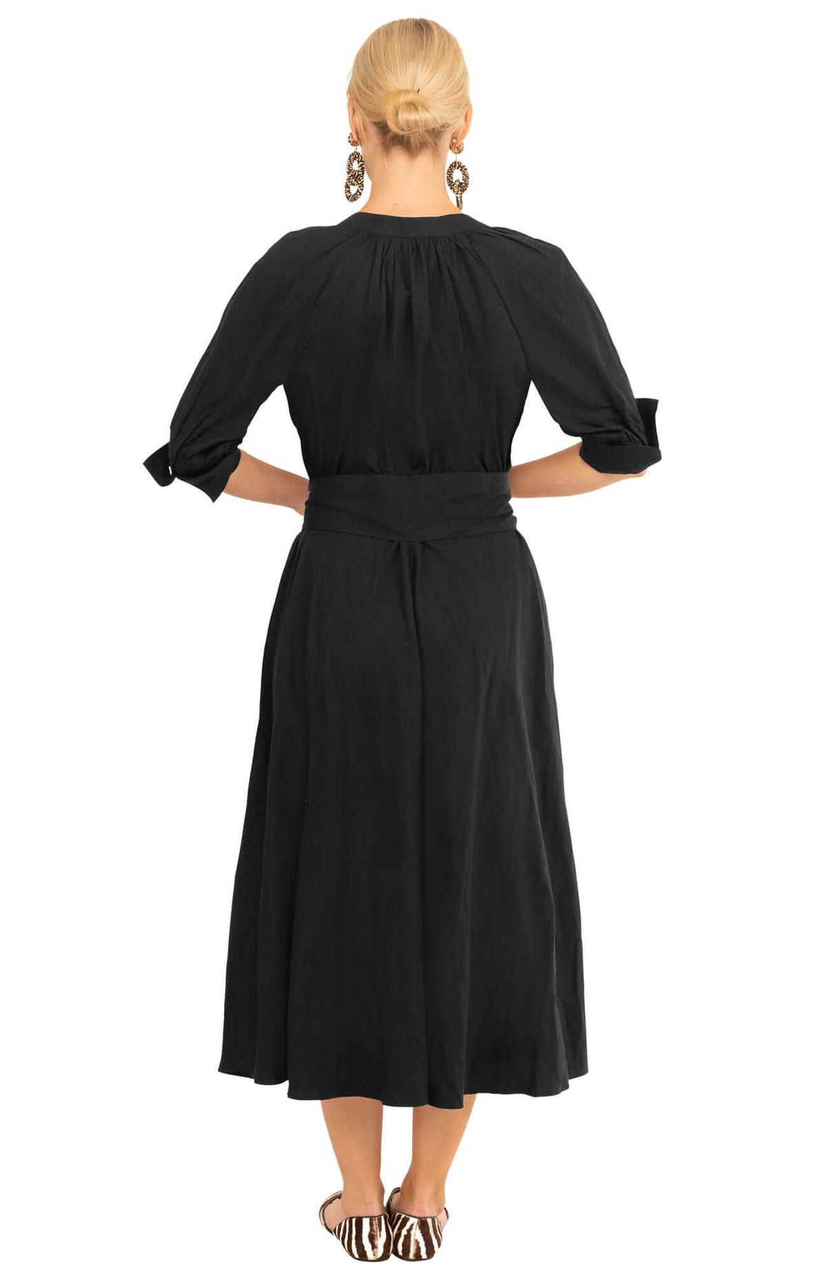 Cotton Poplin Martha Midi Dress - Final Sale Black