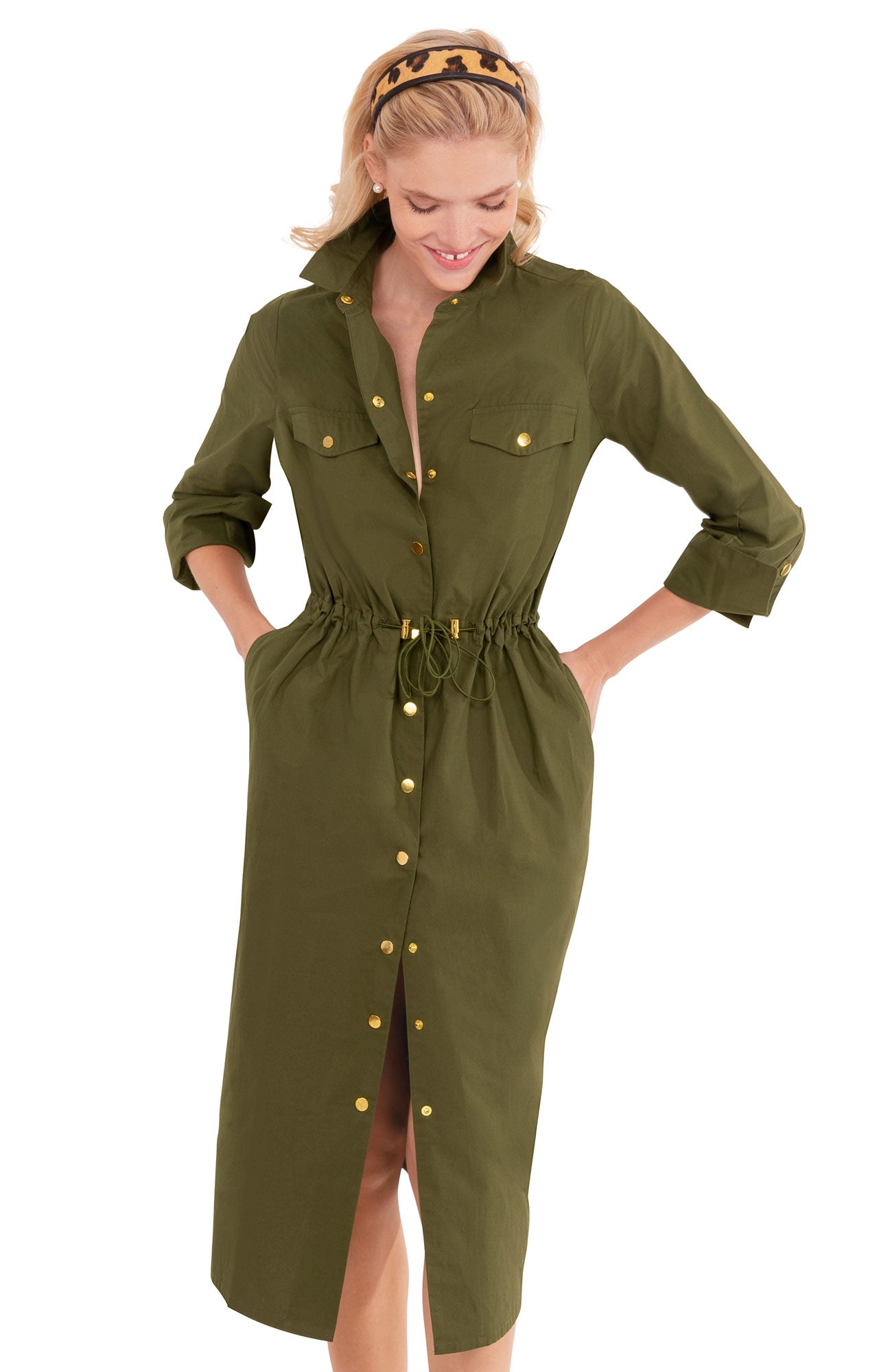 The Snappy Classic Dress - Midi - Final Sale Olive
