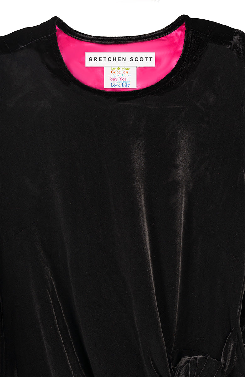 Cinch &amp; Tie Dress - Silky Velvet Black