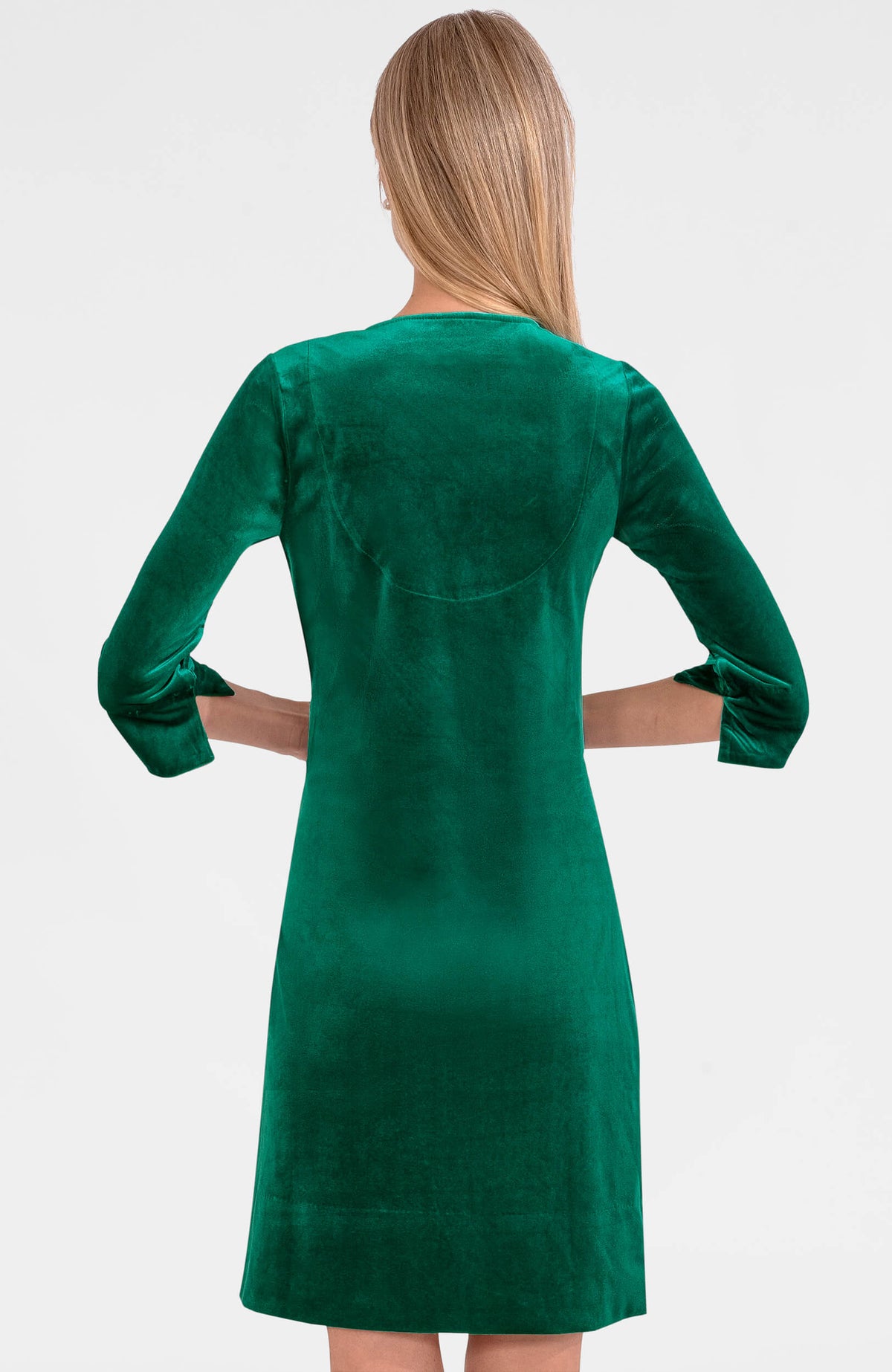 Cinch &amp; Tie Dress - Silky Velvet EMERALD