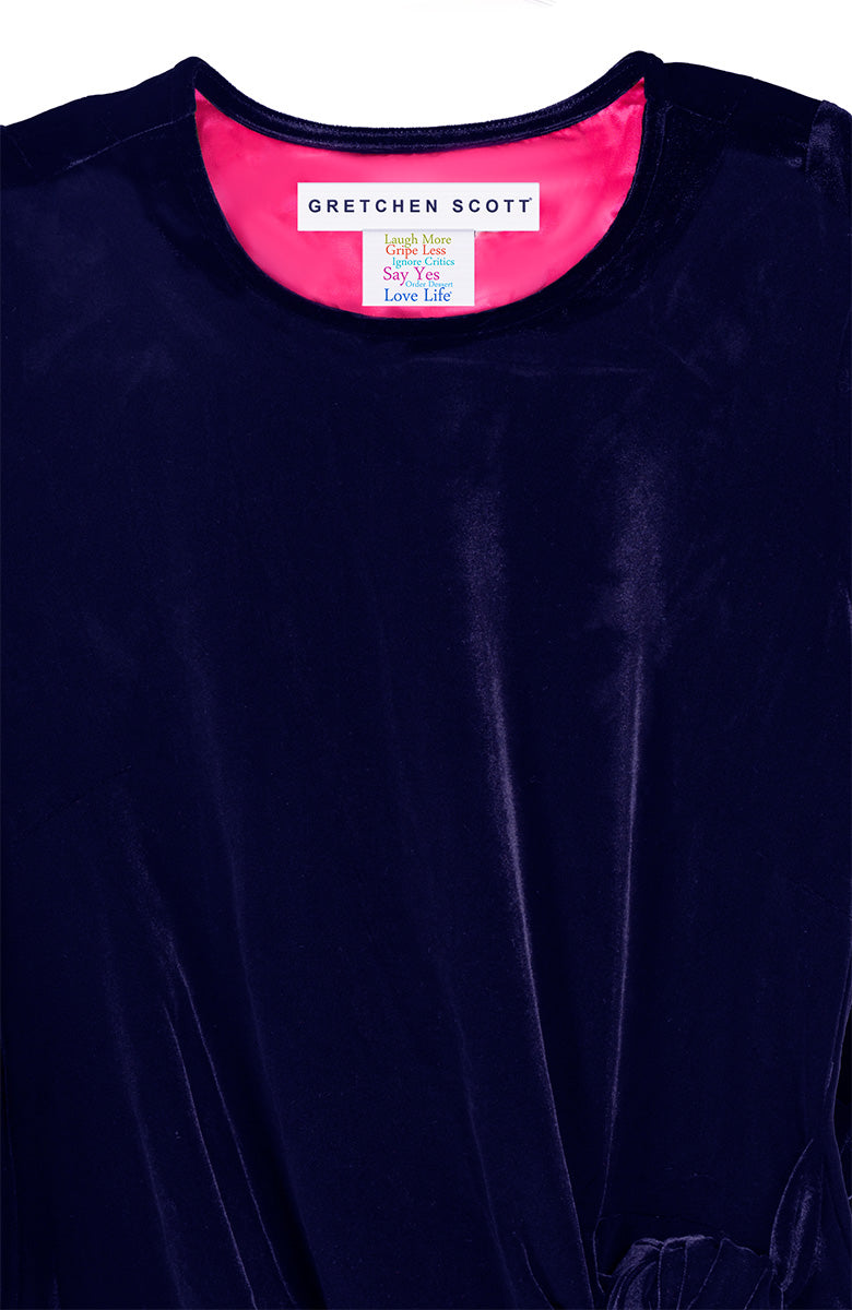 Cinch &amp; Tie Dress - Silky Velvet Navy