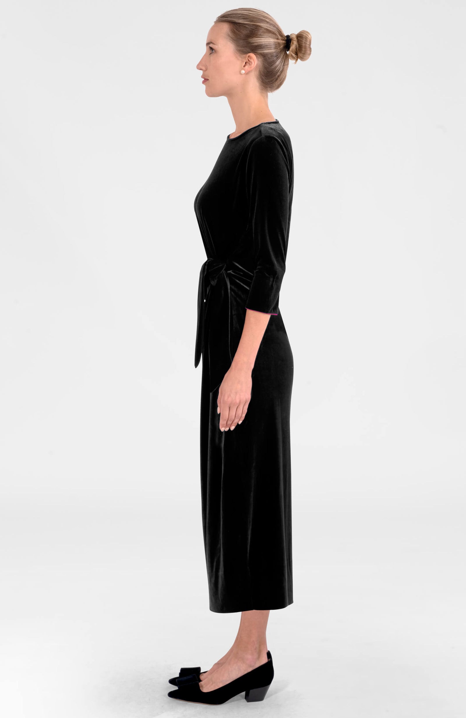 Cinch & Tie Maxi Dress - Silky Velvet Black