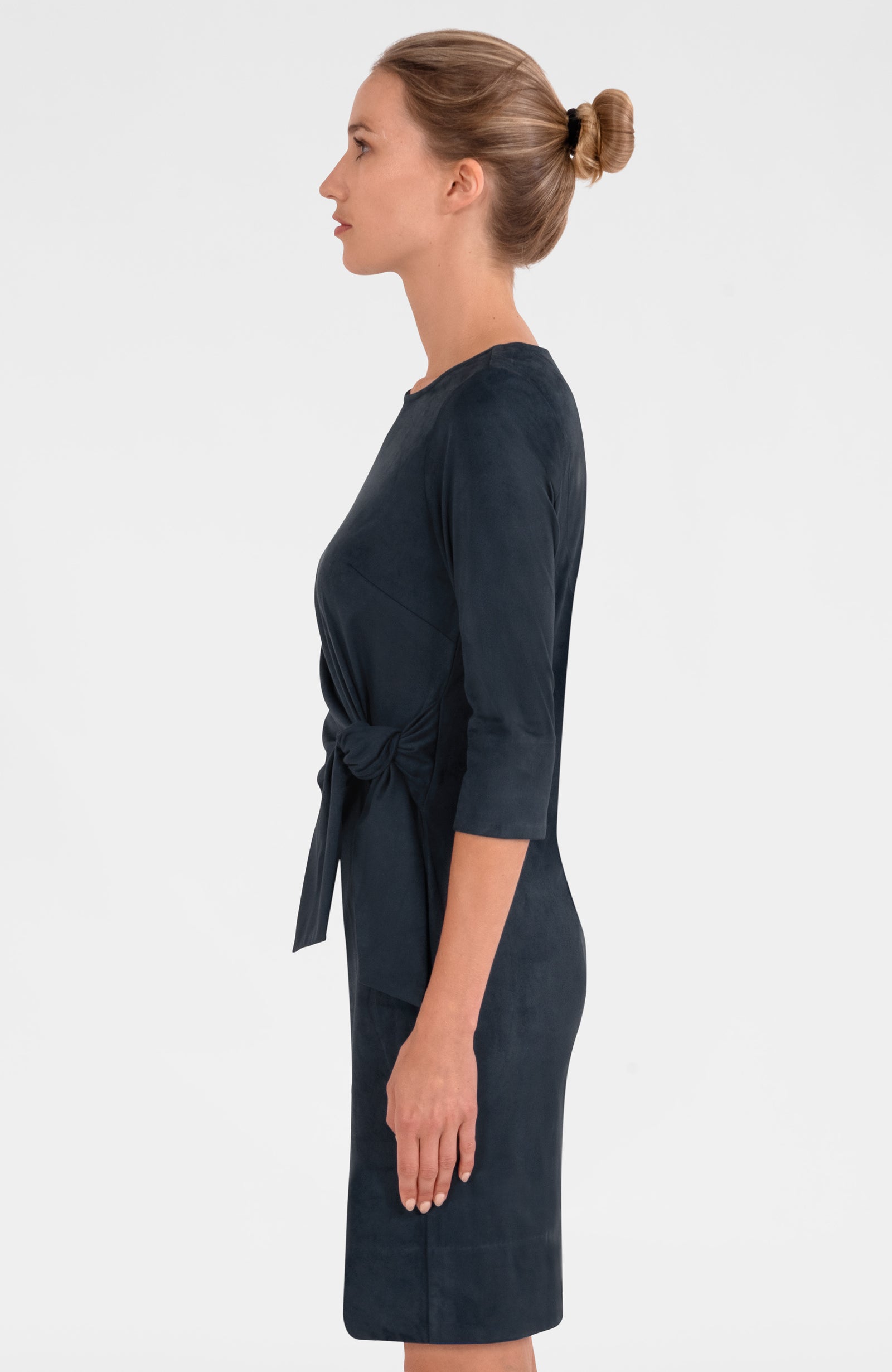Cinch & Tie Dress - Ultra Suede Navy