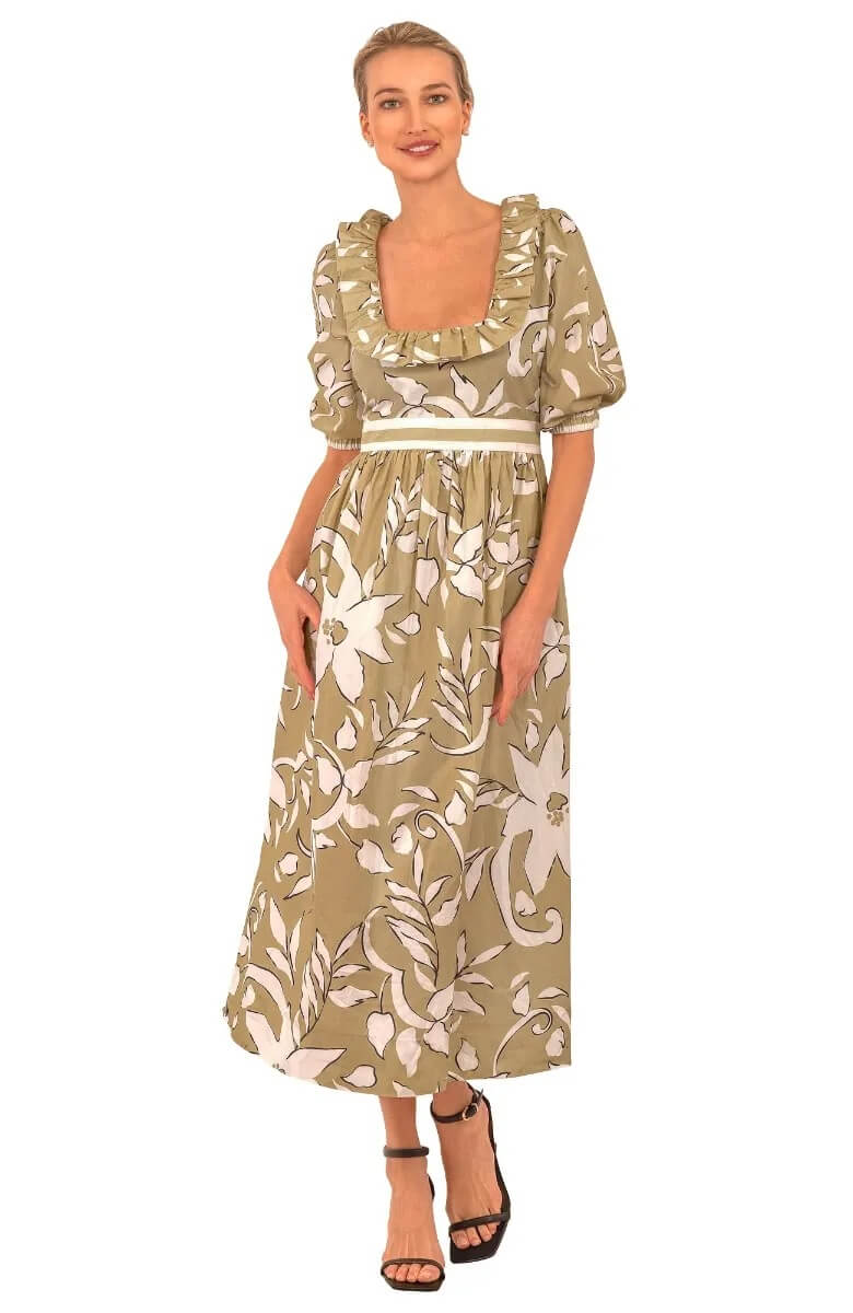 Daphne Dress - Full Bloom - Final Sale Khaki