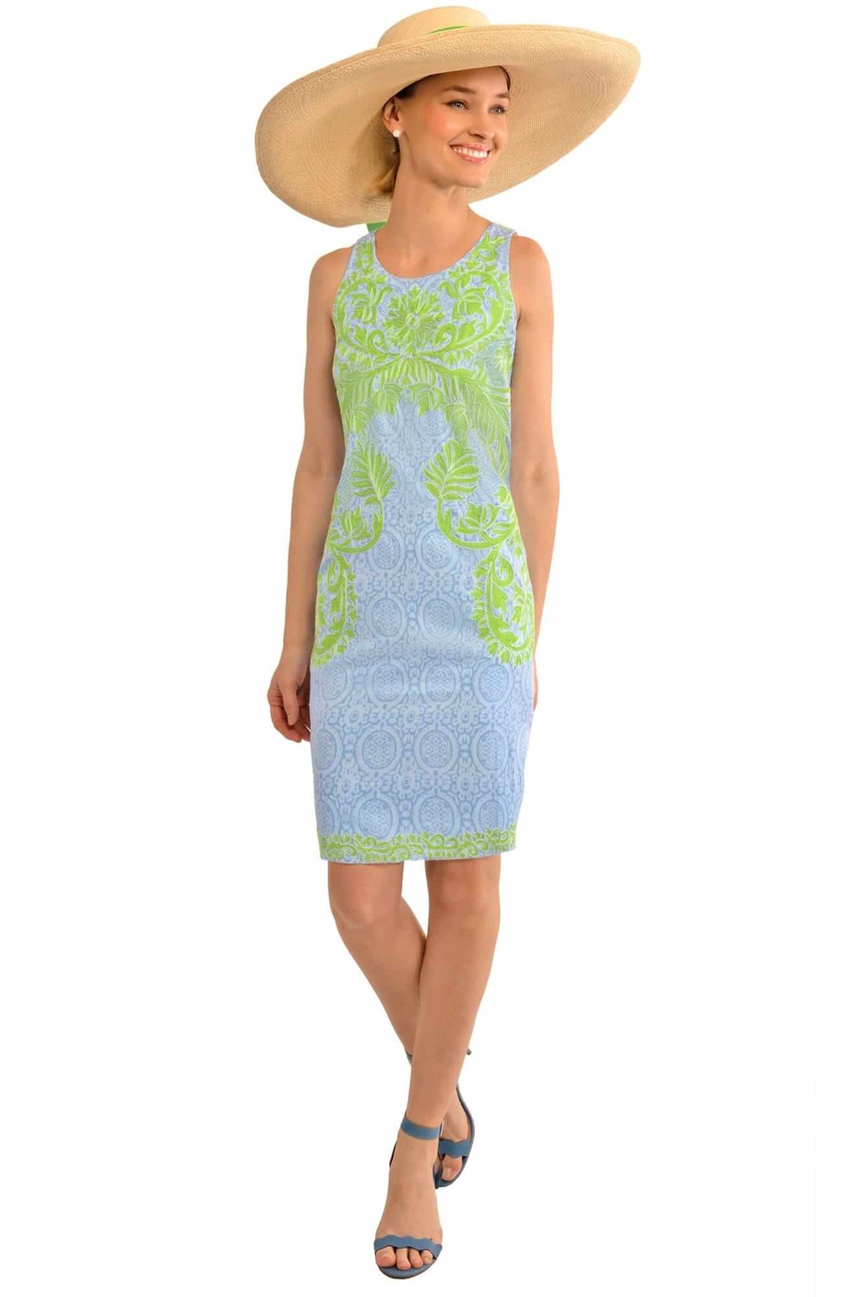 Embroidered Dress - Curacao - Final Sale Periwinkle Lime