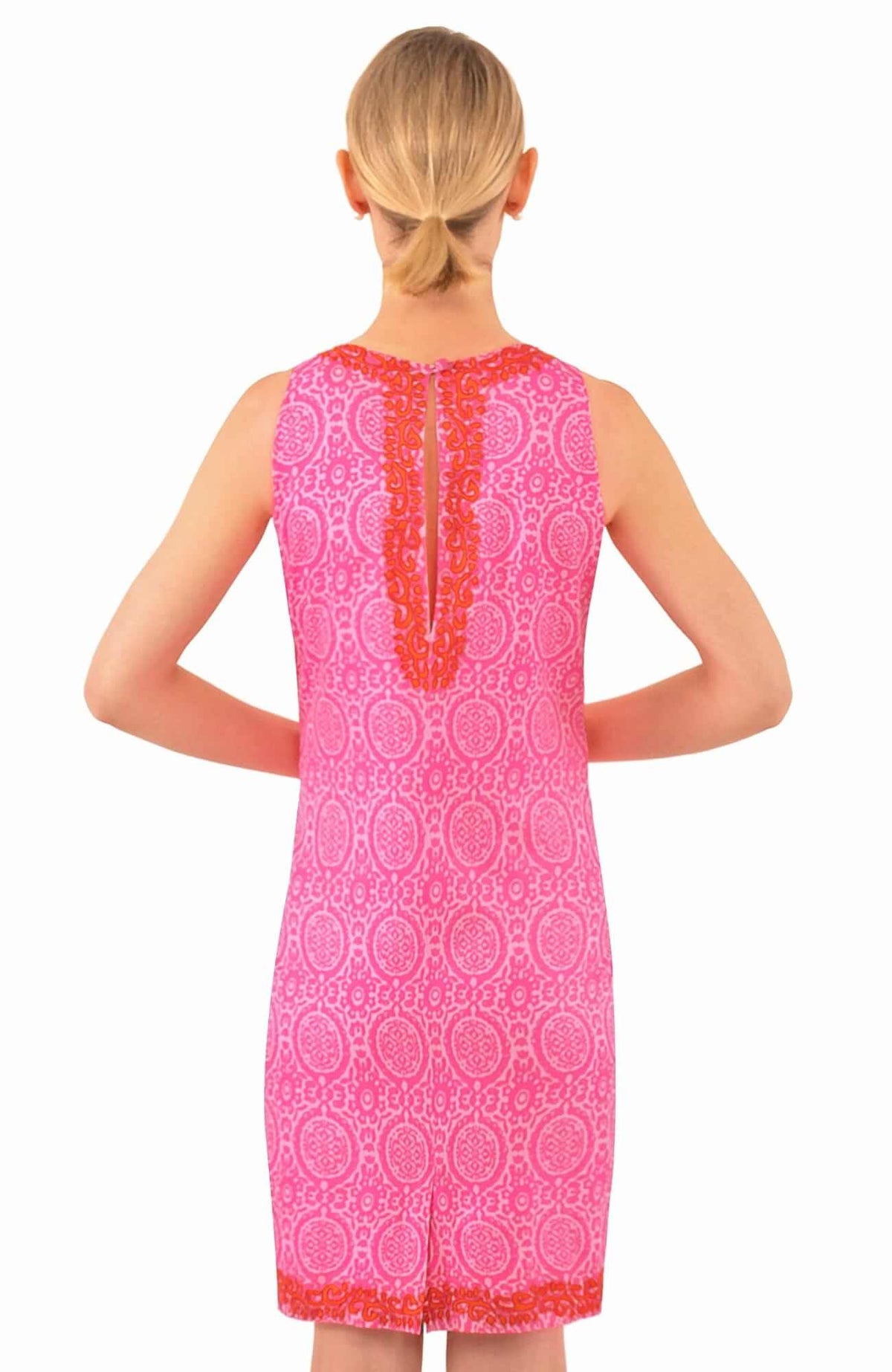 Embroidered Dress - Curacao - Final Sale Pink Orange