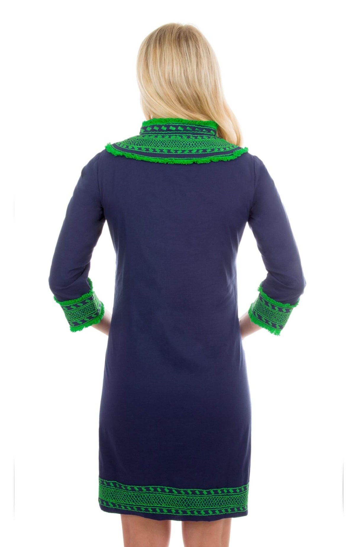 Cotton Embroidered Dress - Fringe Binge Royal Kelly