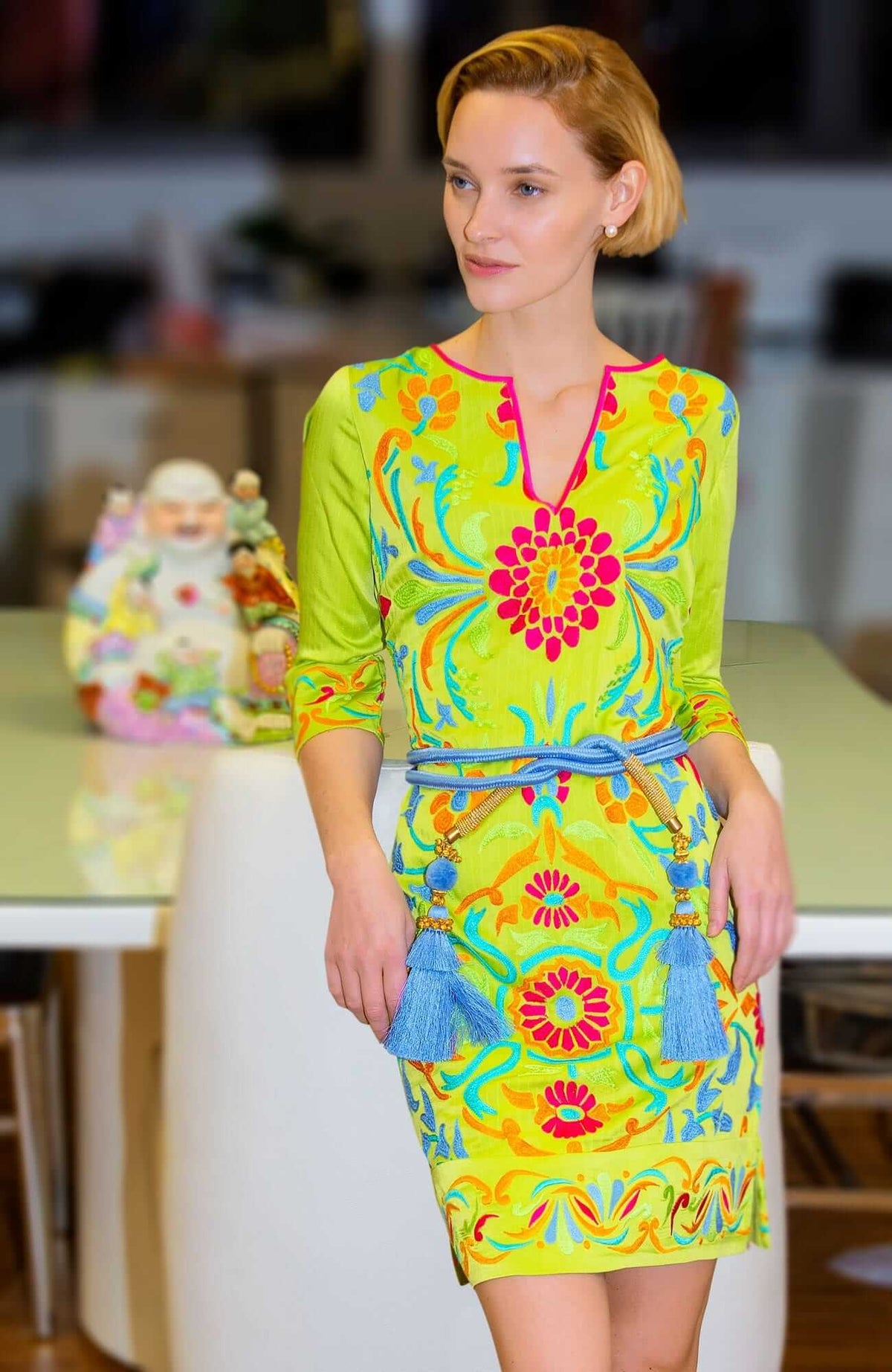 Embroidered Dress - Midori - Final Sale Green Multi