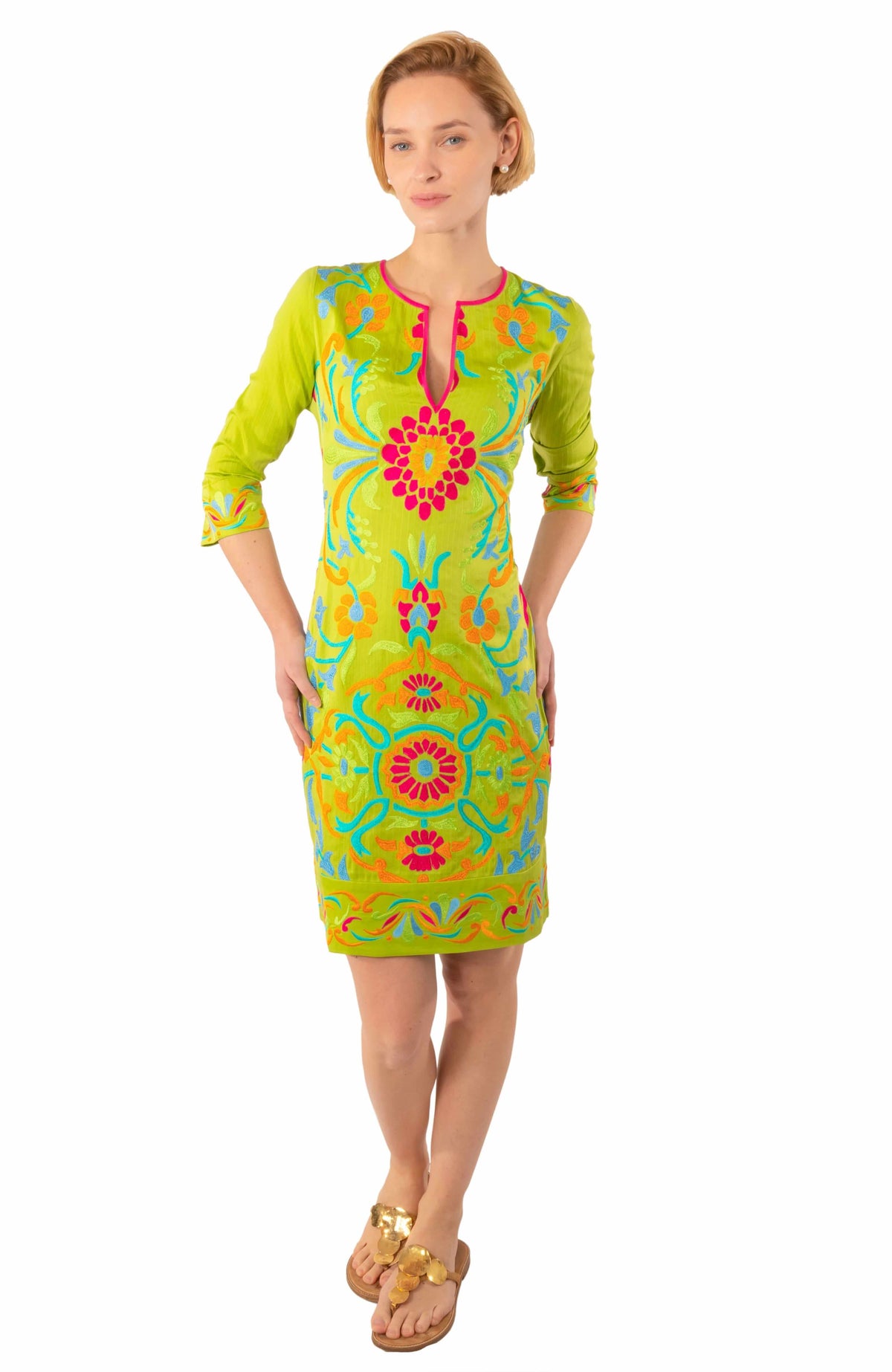 Embroidered Dress - Midori - Final Sale Green Multi