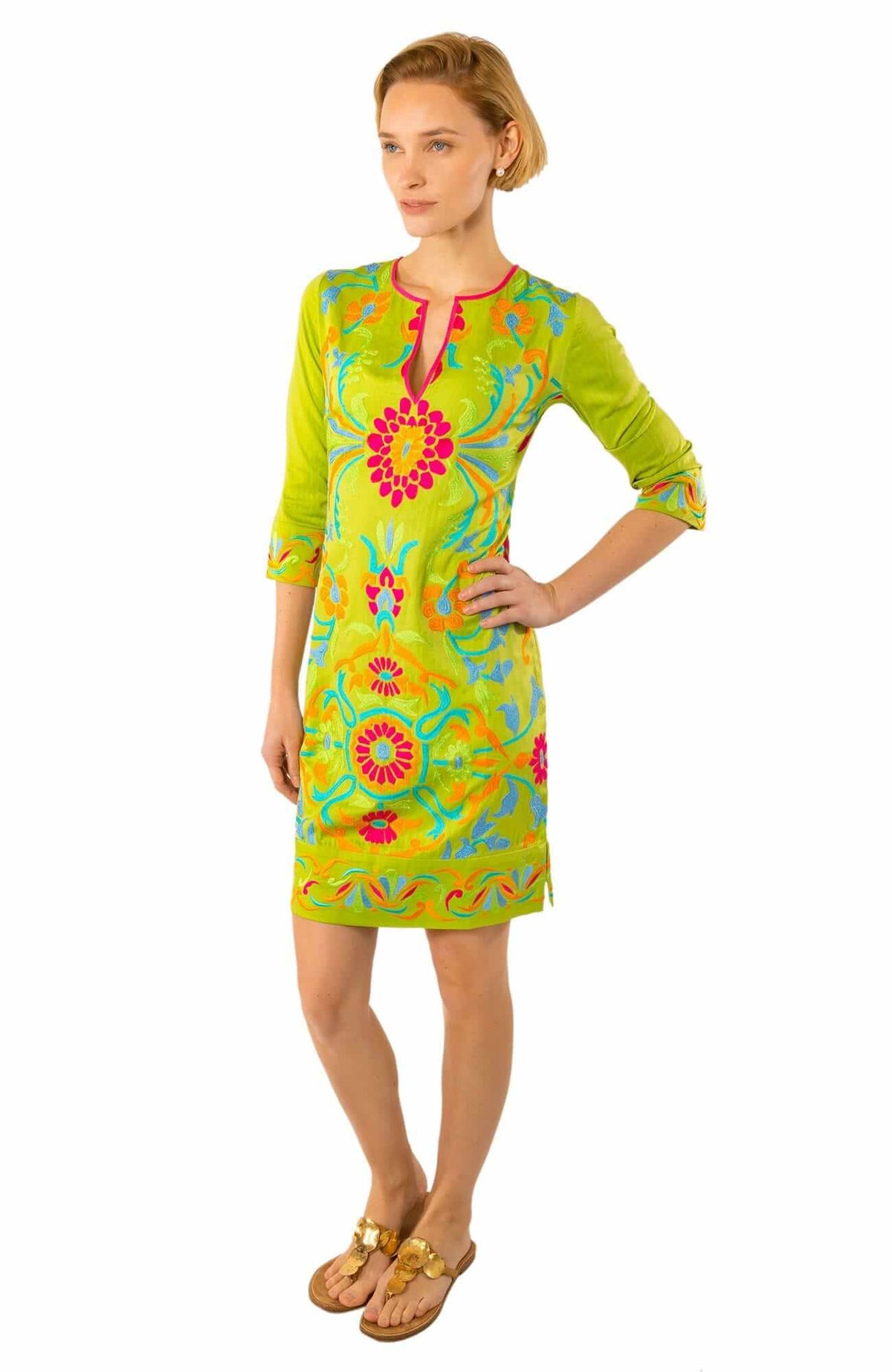 Embroidered Dress - Midori - Final Sale Green Multi