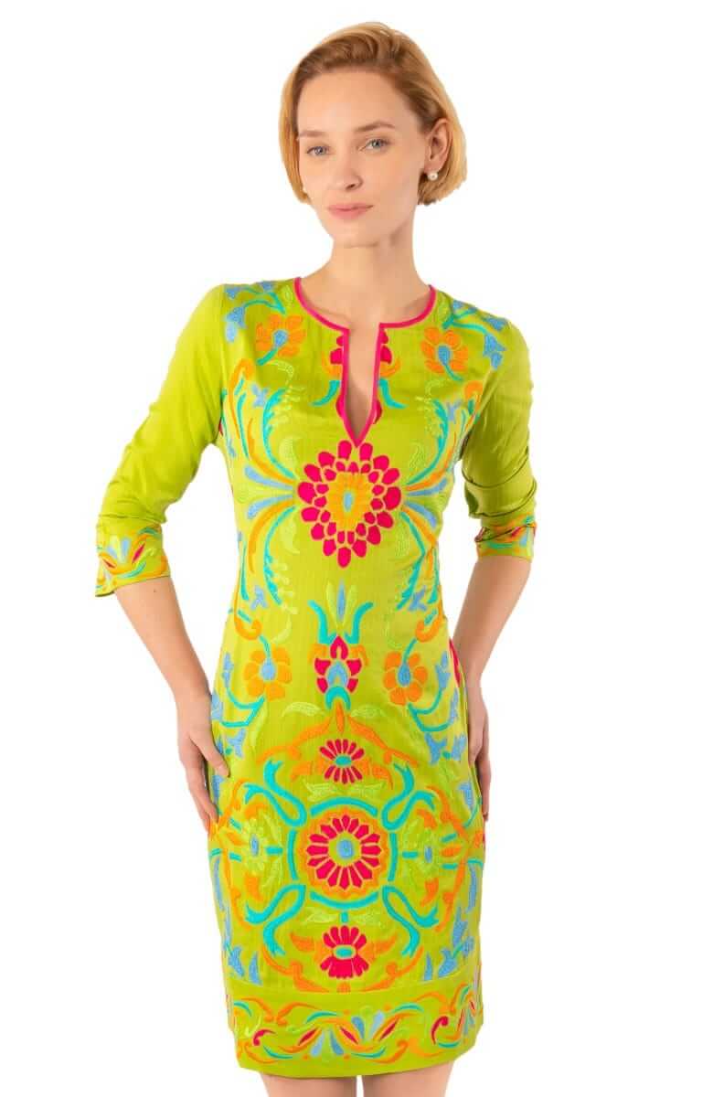 Embroidered Dress - Midori - Final Sale Green Multi