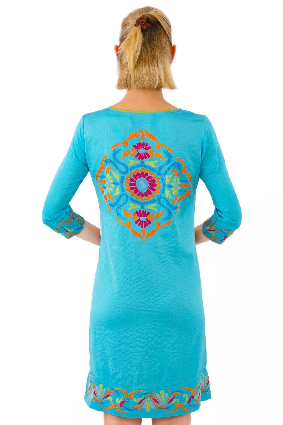 Embroidered Dress - Midori - Final Sale Turquoise Multi